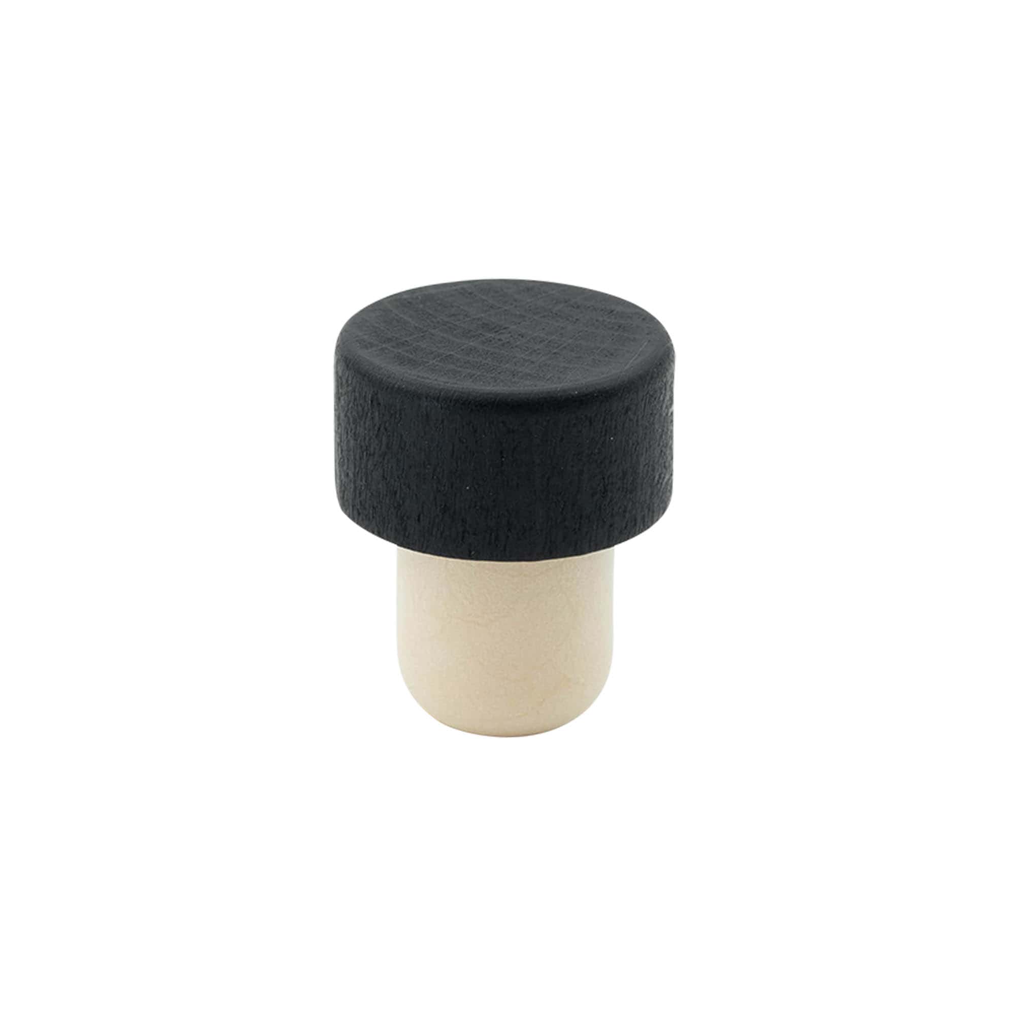 Grip corks 19 mm, wood/plastic, black, for opening: cork