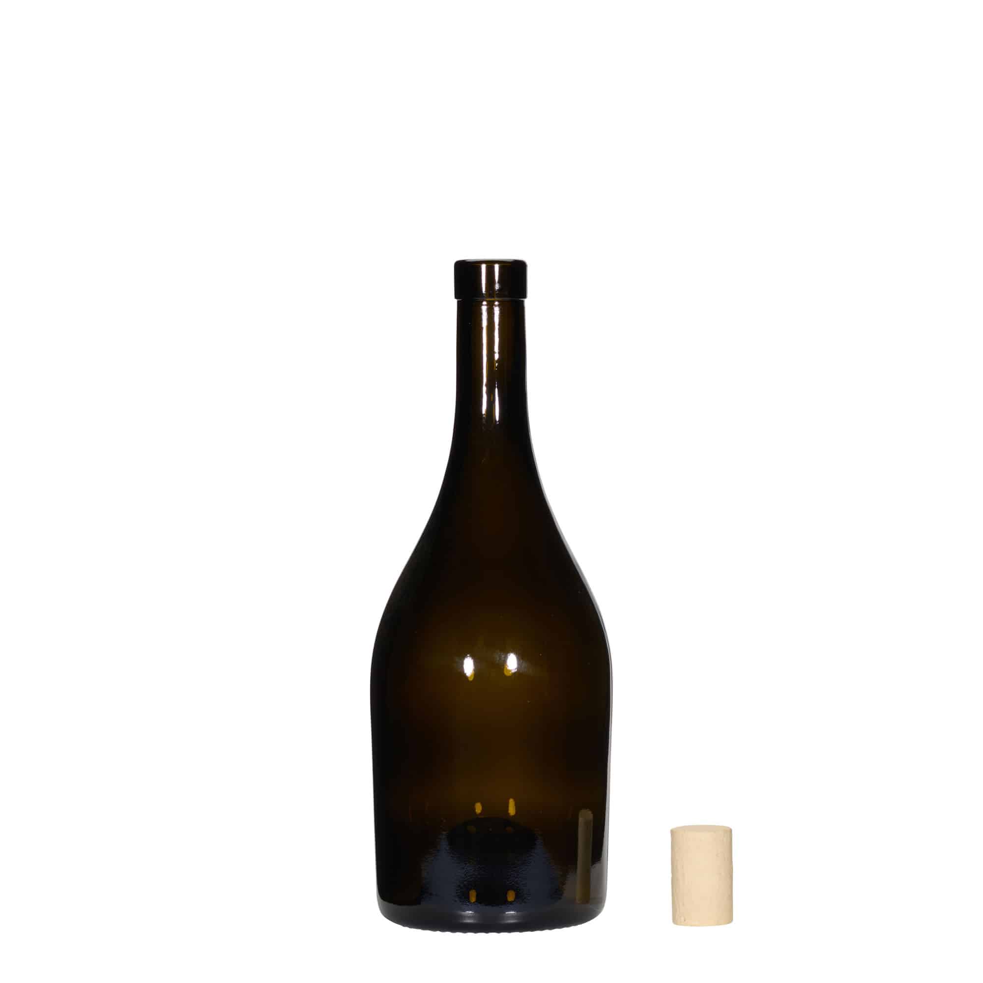 750 ml wine bottle 'Exclusive', antique green, mouth: cork