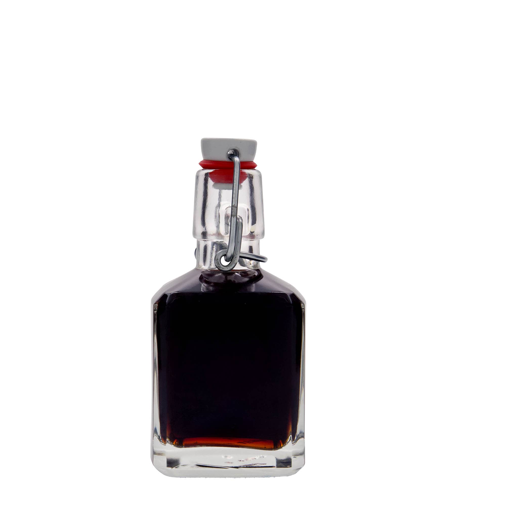 200 ml glass bottle ‘Kubica’, square, opening: swing top closure