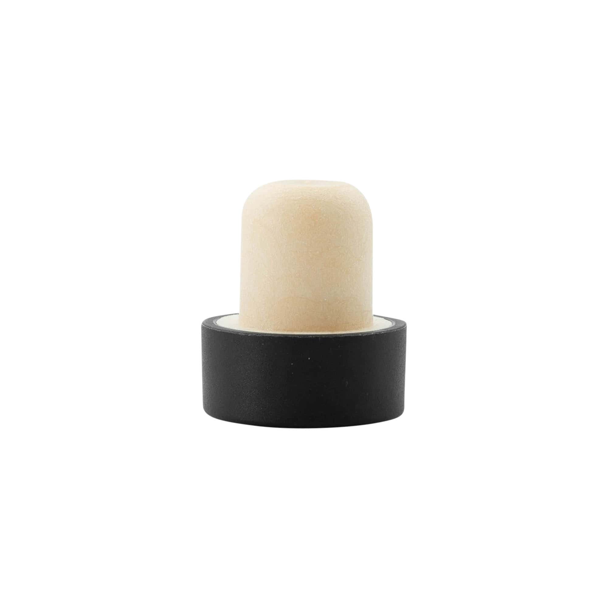 Handle corks 19 mm, plastic, black, for mouth: cork