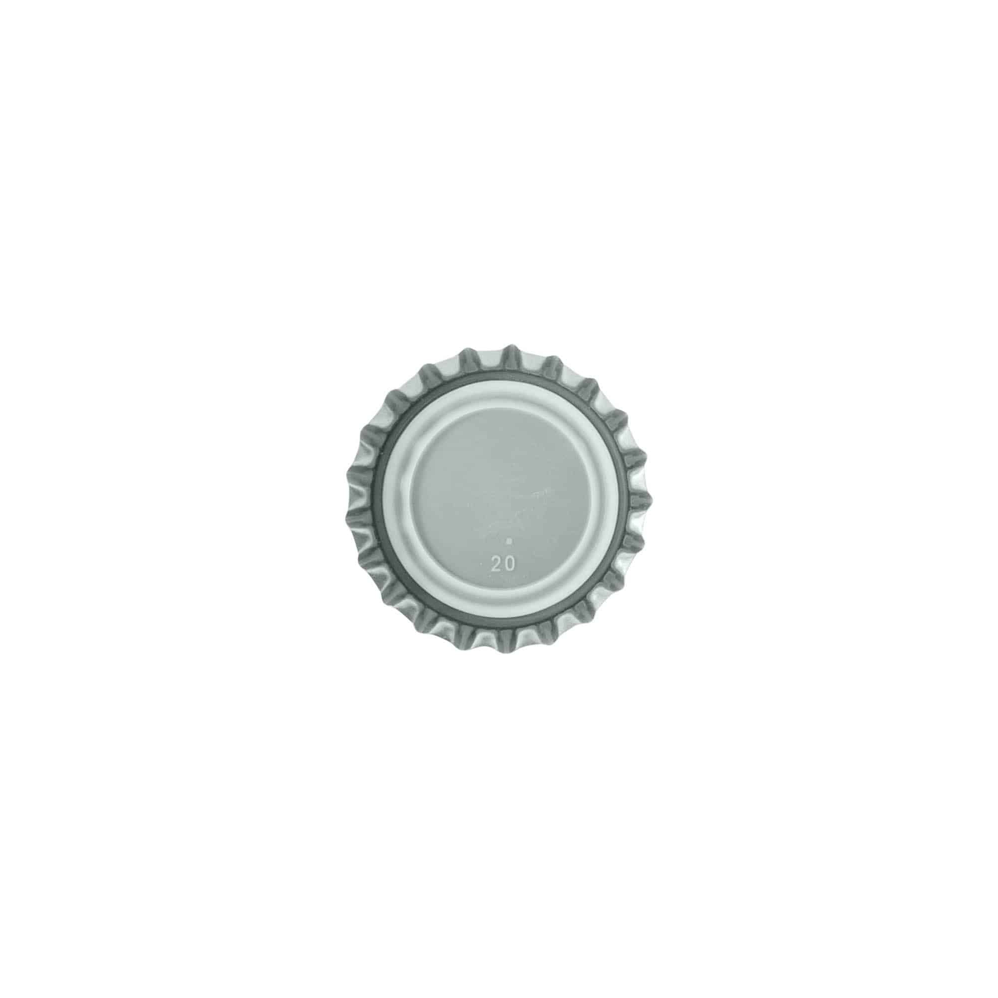 Crown caps 26 mm, metal, silver Crown caps 26 mm, metal, silver