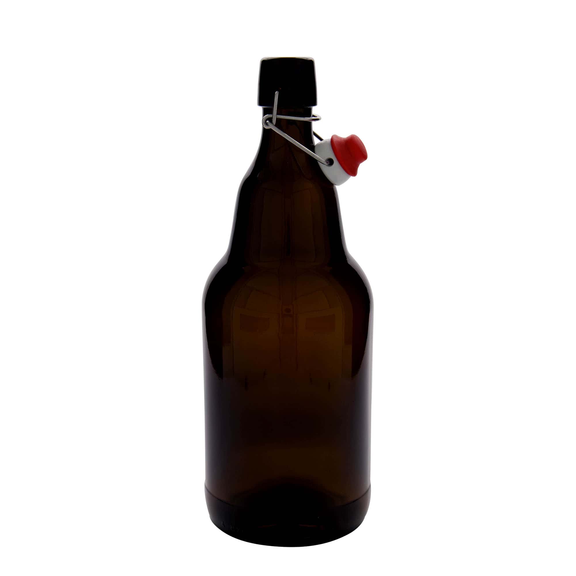 2,000 ml beer bottle, glass, brown, opening: swing-top closure
