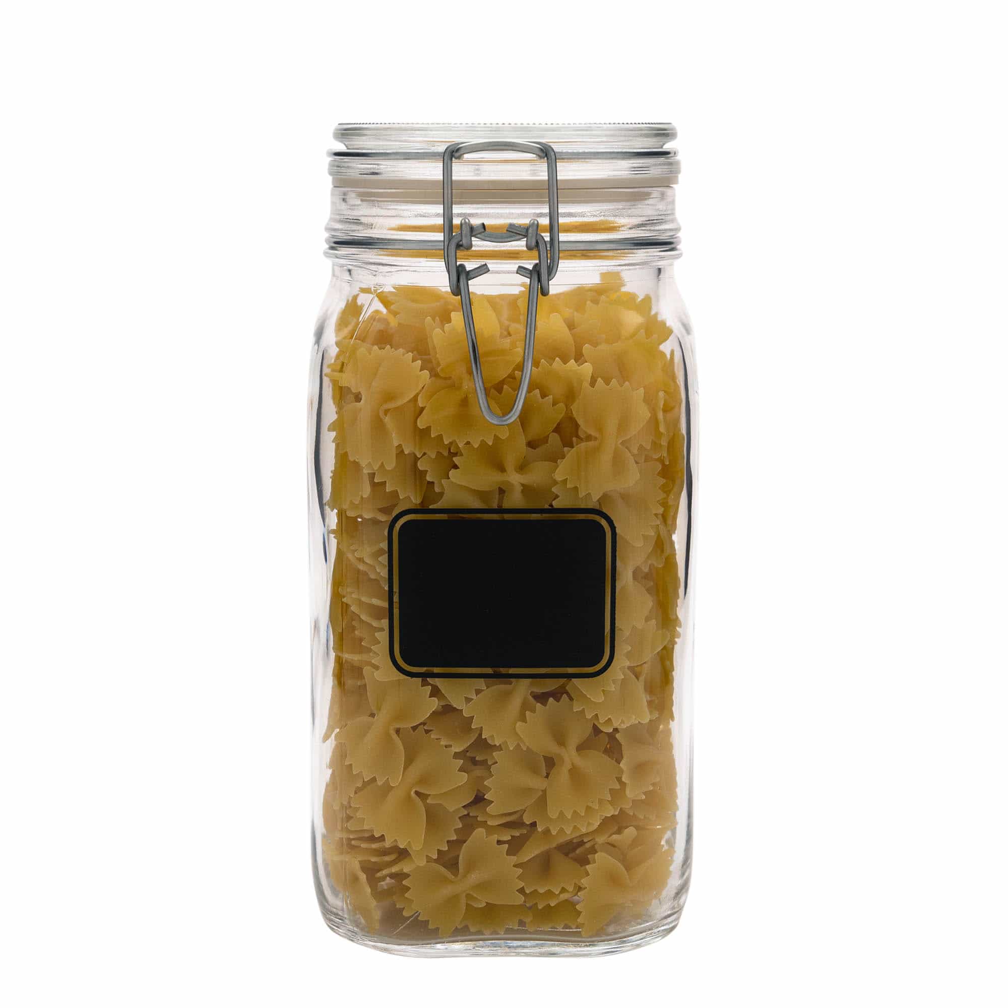 1,500 ml wire bail jar 'Fido', motif: label field, square, opening: wire bail closure