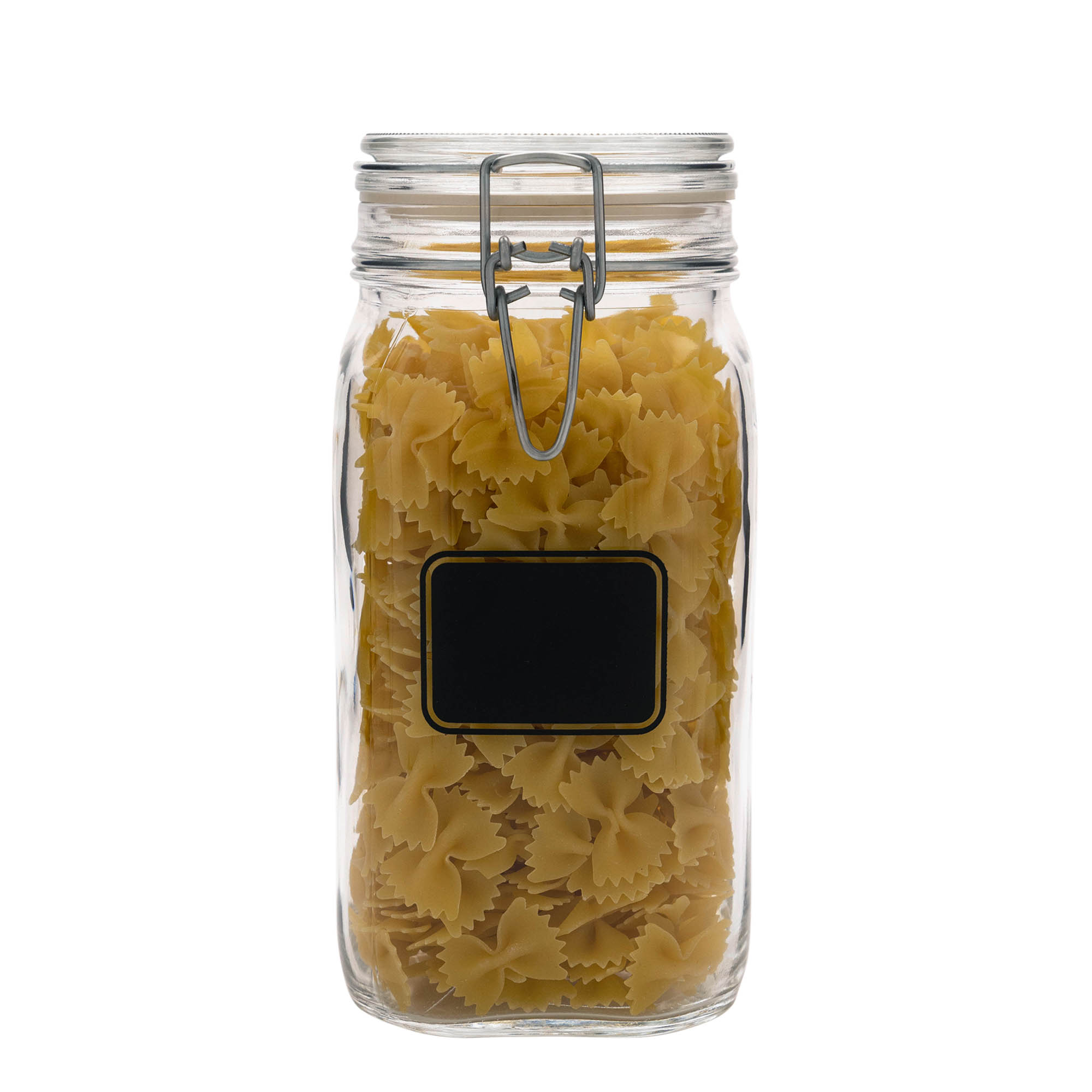 1,500 ml wire bail jar ‘Fido’, motif: label field, square, opening: wire bail closure