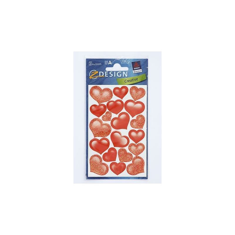 Zweckform Sticker 'Glitter Hearts', heart, paper, red