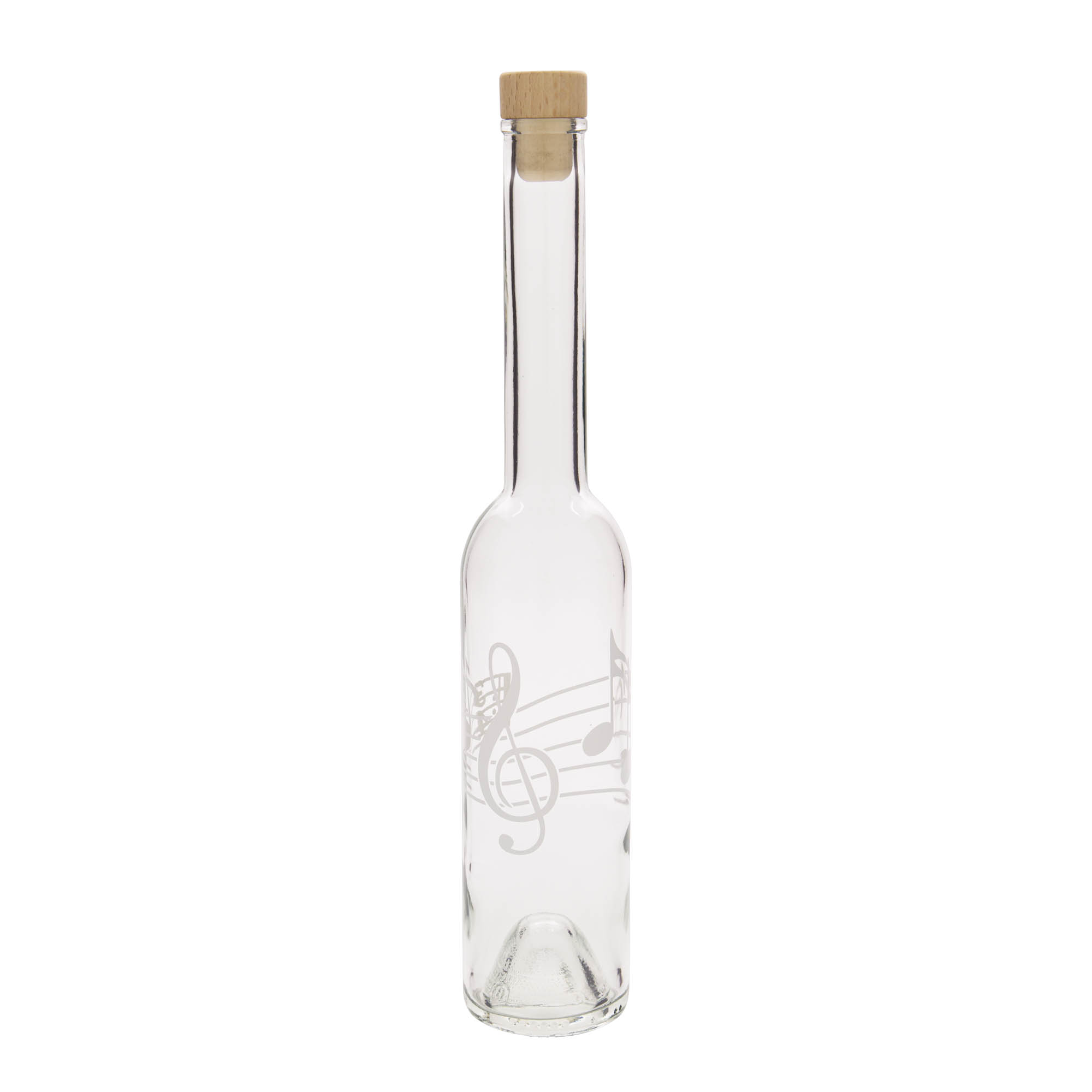 350 ml glass bottle 'Opera', motif: musical notes, opening: cork 350 ml glass bottle 'Opera', motif: musical notes, opening: cork