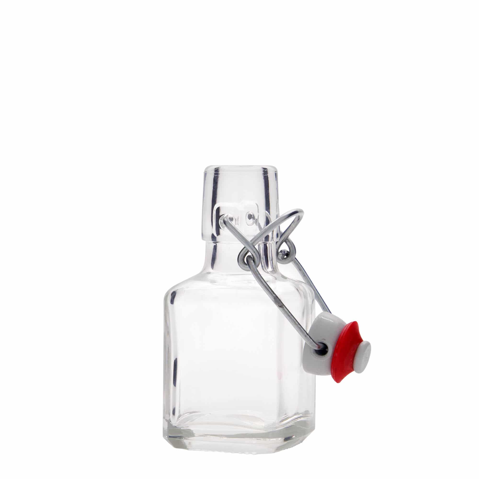 100 ml glass bottle ‘Kubica’, square, opening: swing top closure