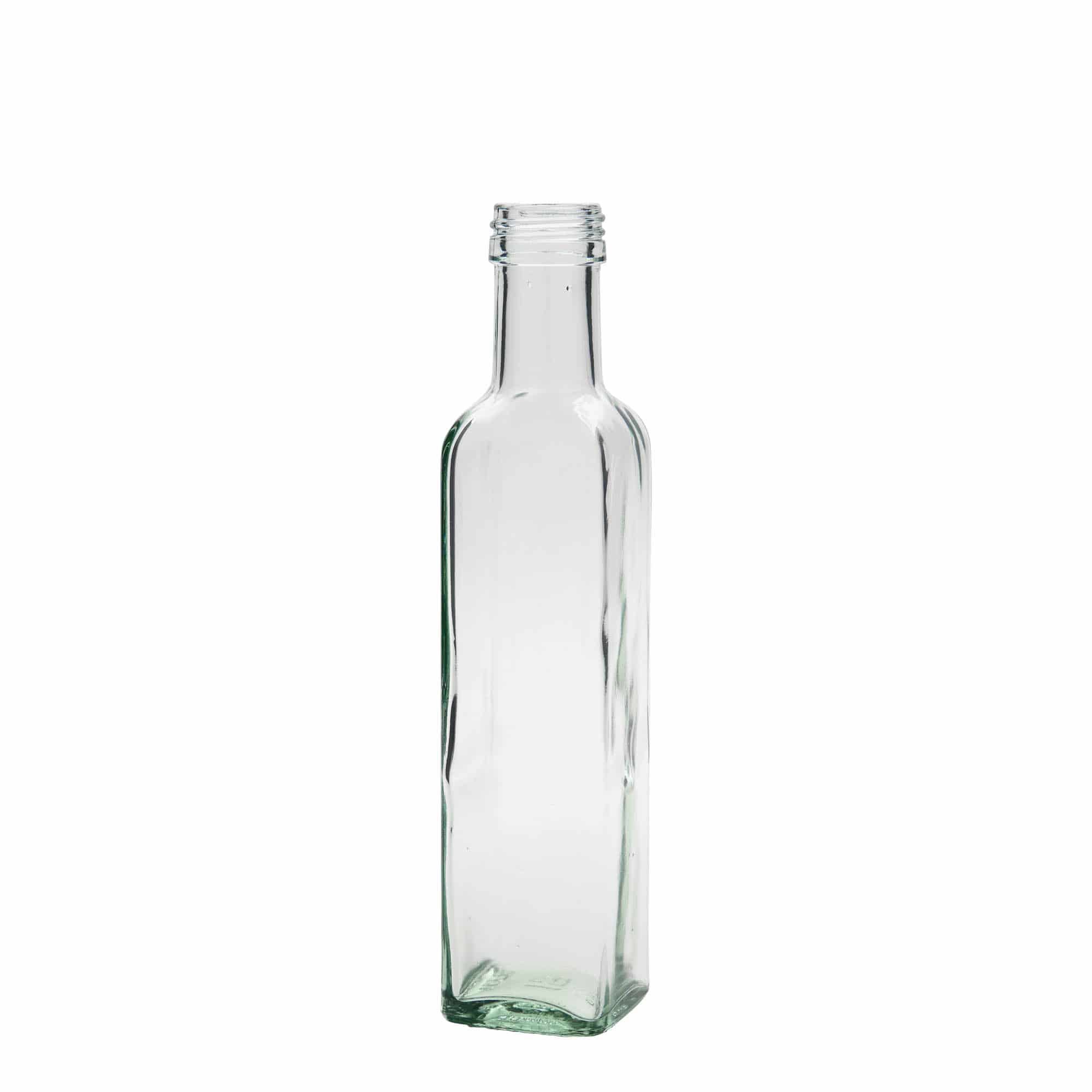 250 ml glass bottle ‘Marasca’, square, opening: PP 31.5