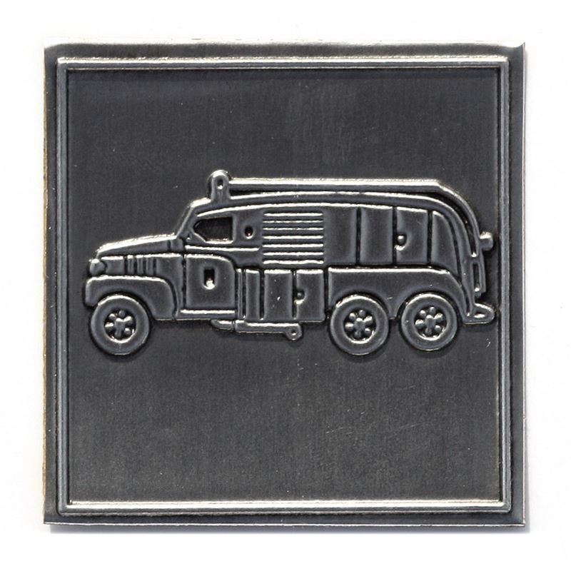 Pewter tag 'Fire Brigade', square, metal, silver
