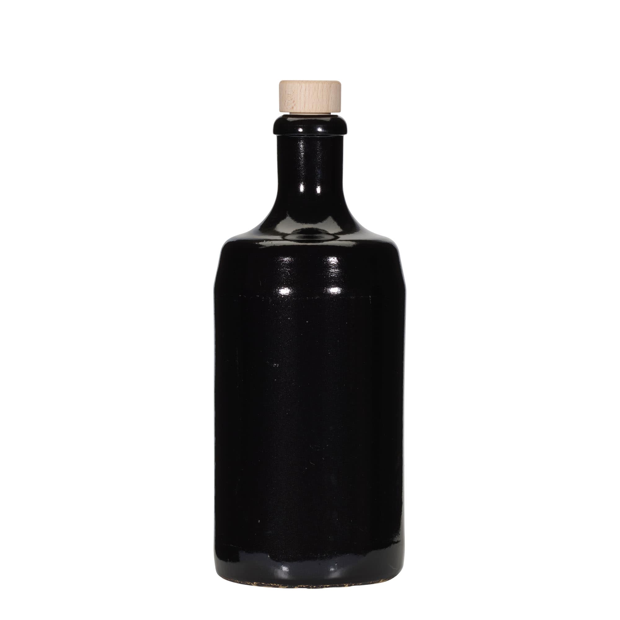 700 ml Earthenware Jug 'Calvados, Stoneware, black, Mouth: Cork