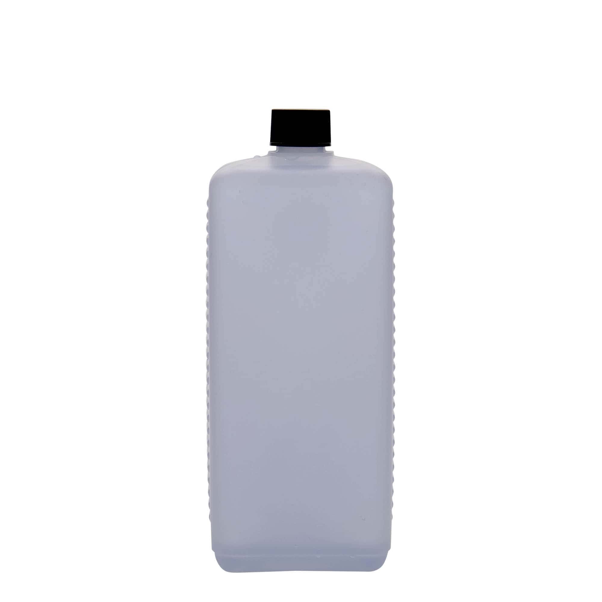 1,000 ml canister bottle, rectangular, HDPE plastic, natural, opening: DIN 25 EPE