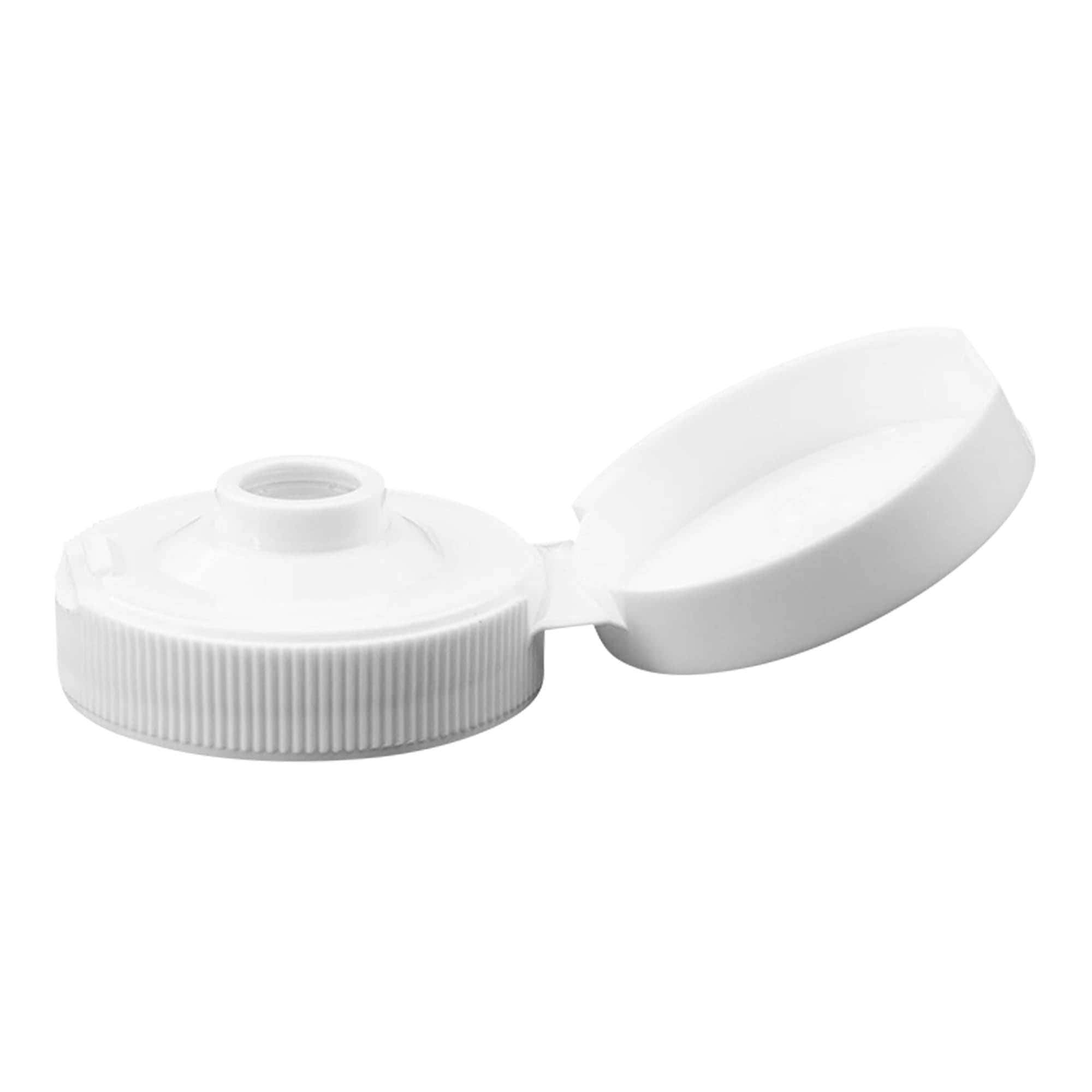 Screw cap with hinge, PP plastic, white, for opening: 38/400