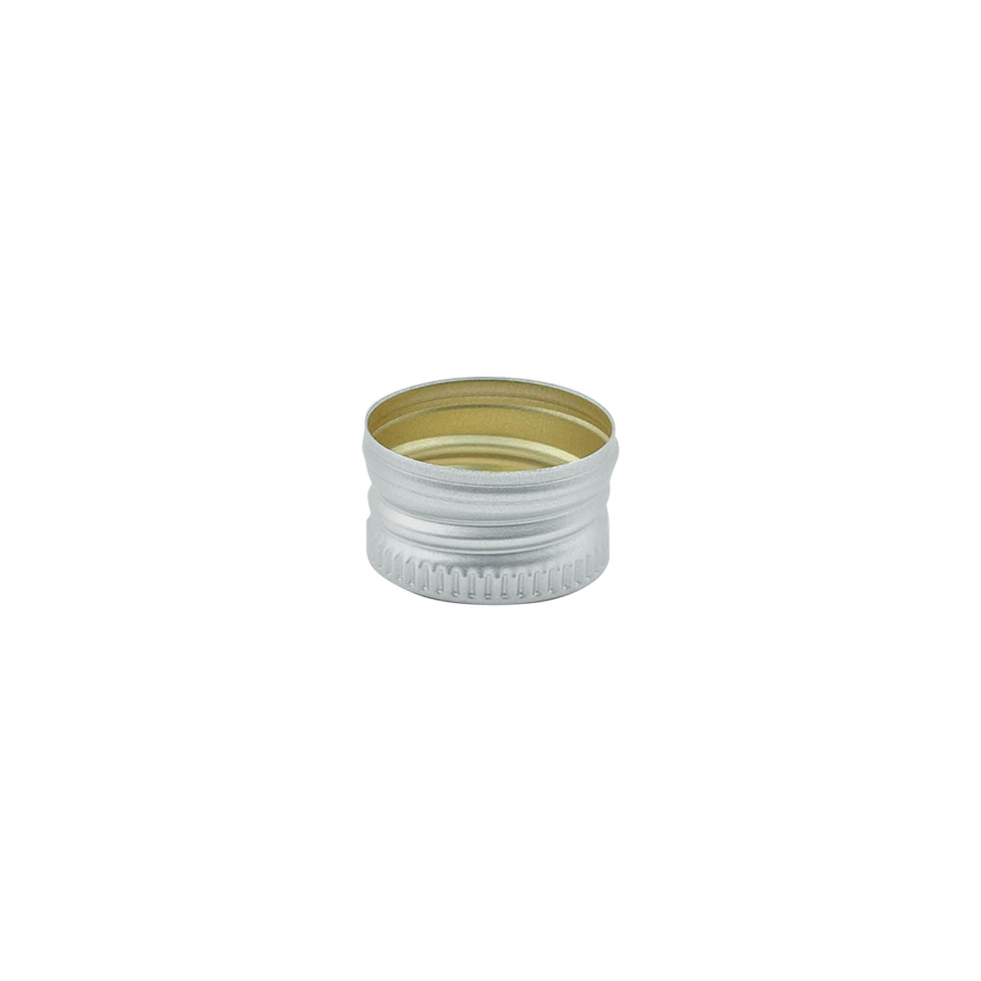 Screw cap, metal, silver, for opening: PP 18 Screw cap, metal, silver, for opening: PP 18