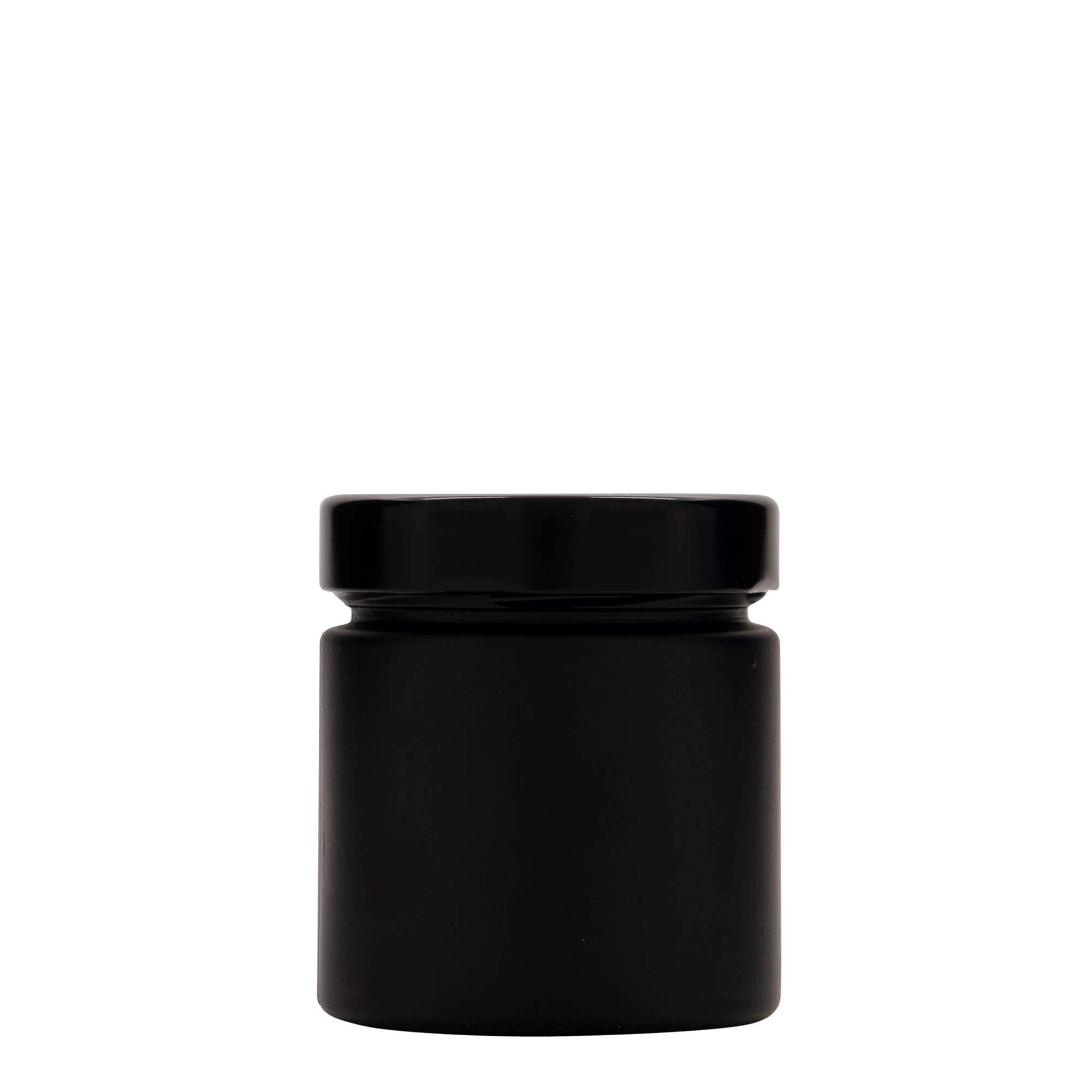 220 ml round glass ‘Aurora’, black, opening: Deep-Twist-off (DTO 66)