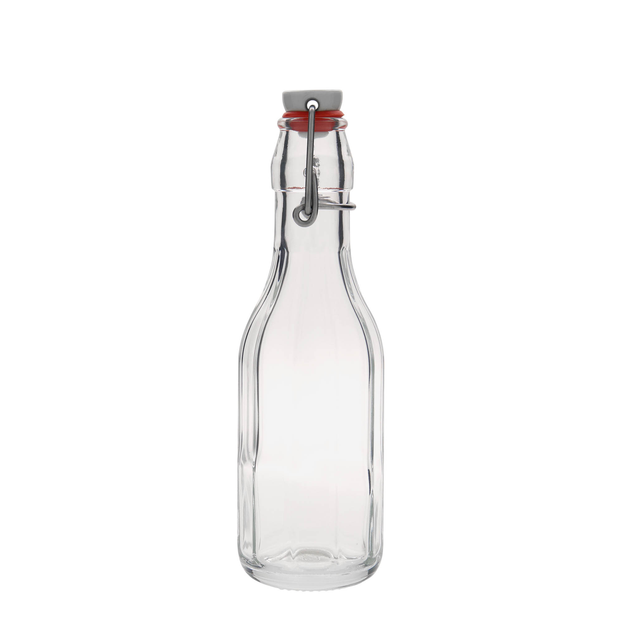 250 ml glass bottle 'Bravo', decagonal, opening: swing top closure