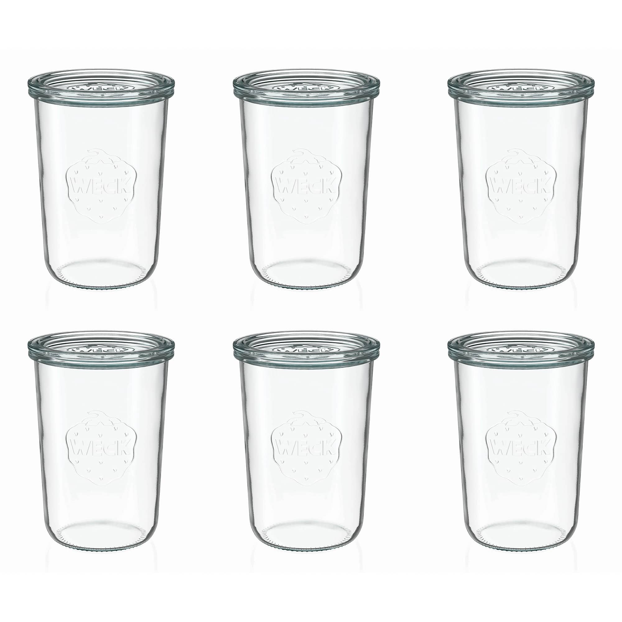 6x 850 ml WECK inverted jar with glass lid RR 100