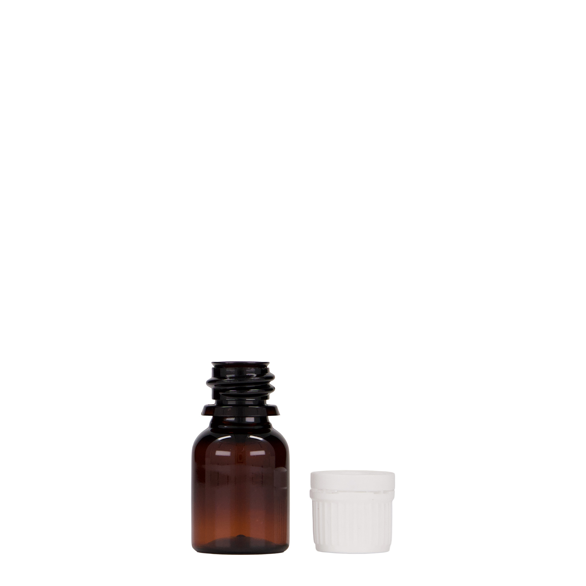 10 ml PET medical bottle ‘Easy Living’, brown, plastic, opening: DIN 18