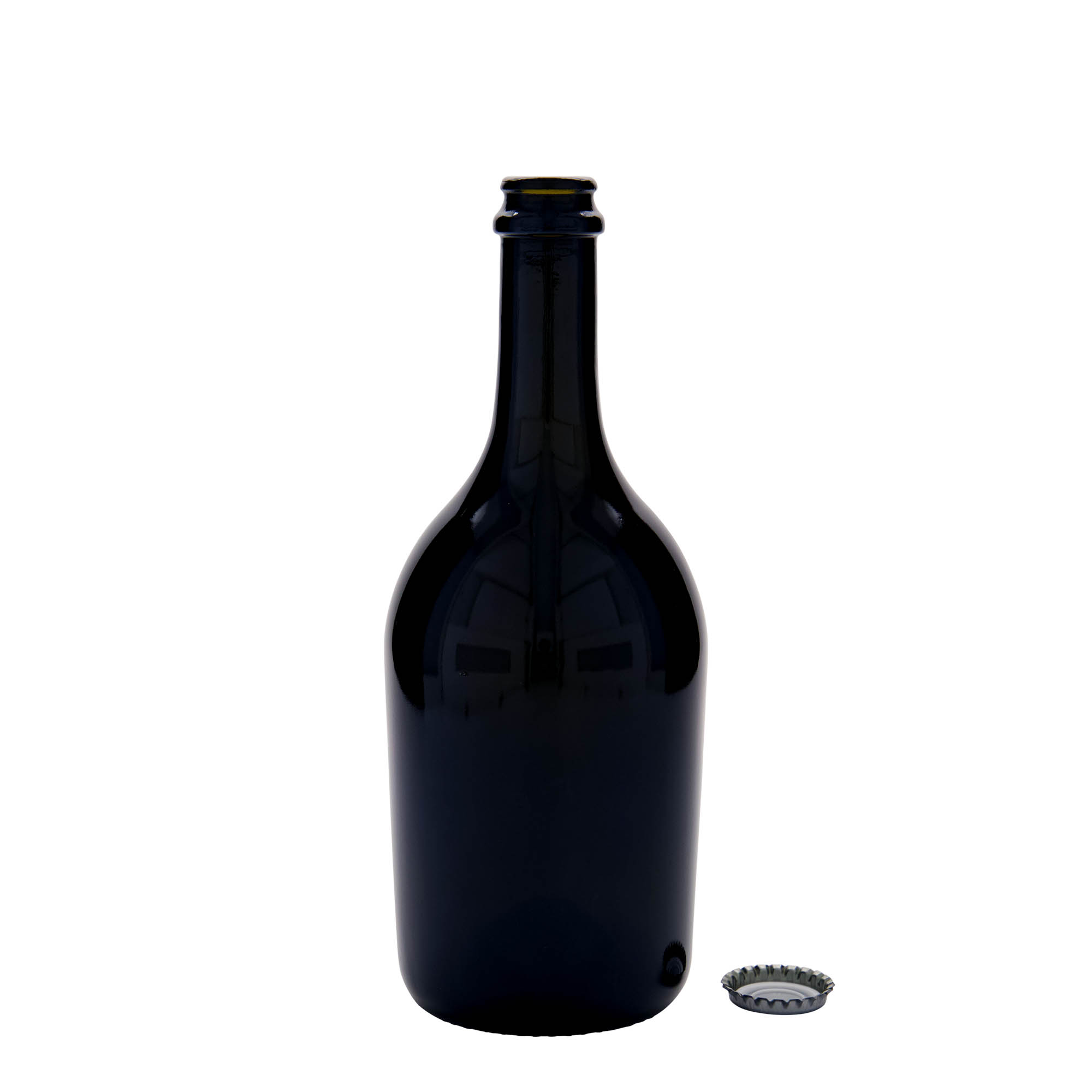 750 ml beer/champagne bottle 'Butterfly', glass, antique green, opening: crown cap 750 ml beer/champagne bottle 'Butterfly', glass, antique green, opening: crown cap