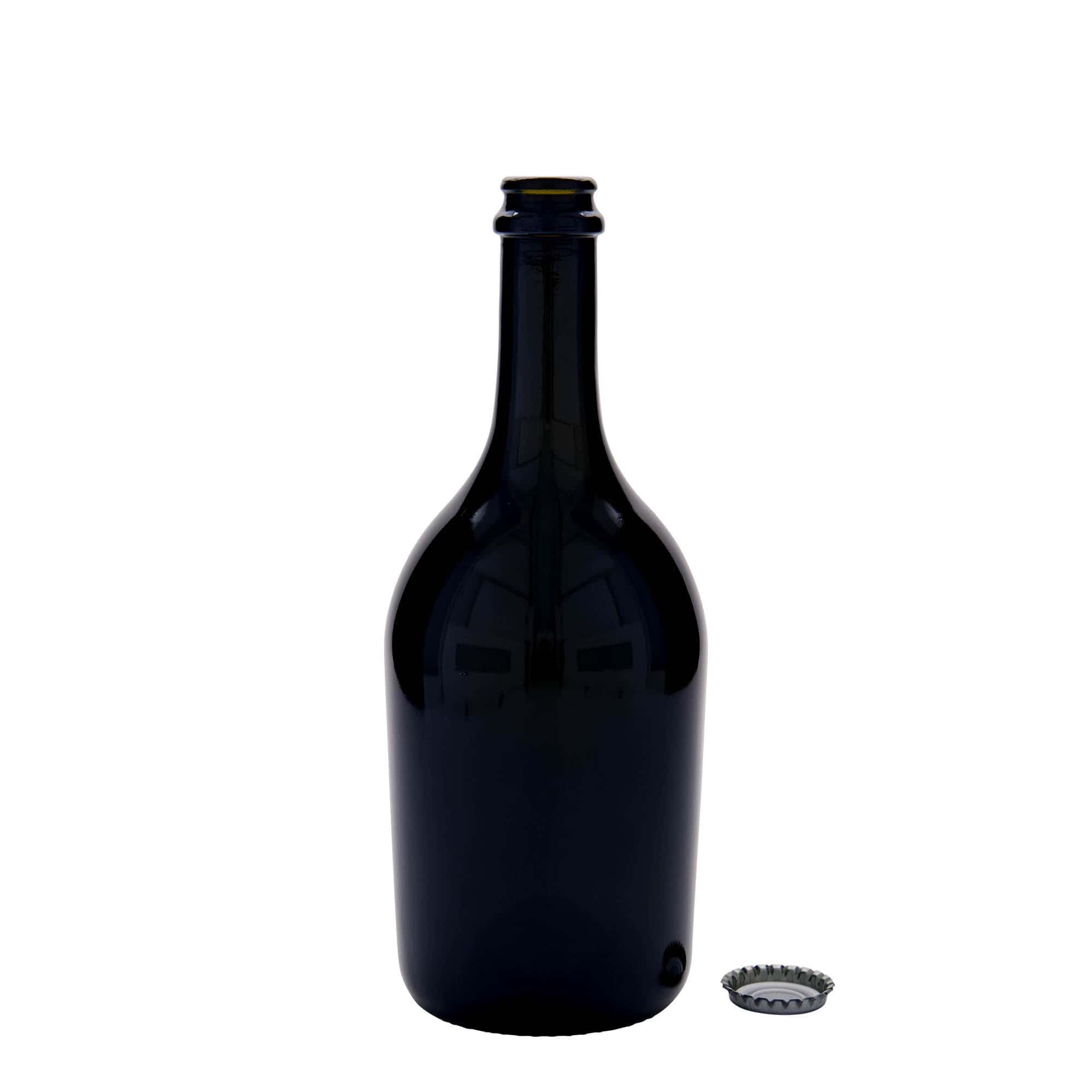 750 ml beer/champagne bottle ‘Butterfly’, glass, antique green, opening: crown cap