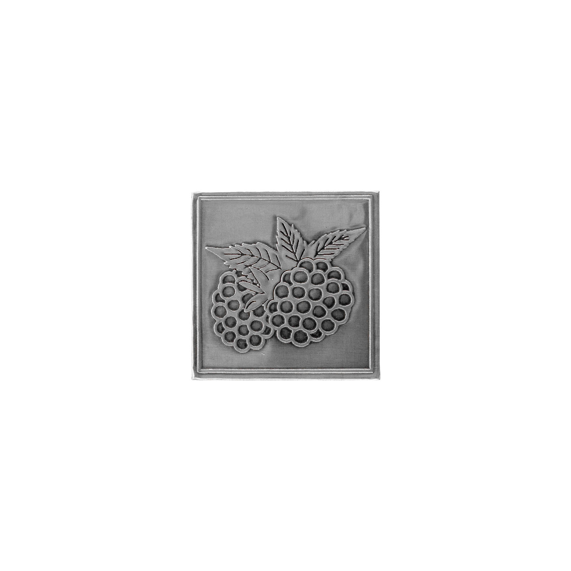 Pewter tag 'Blackberry', square, metal, silver