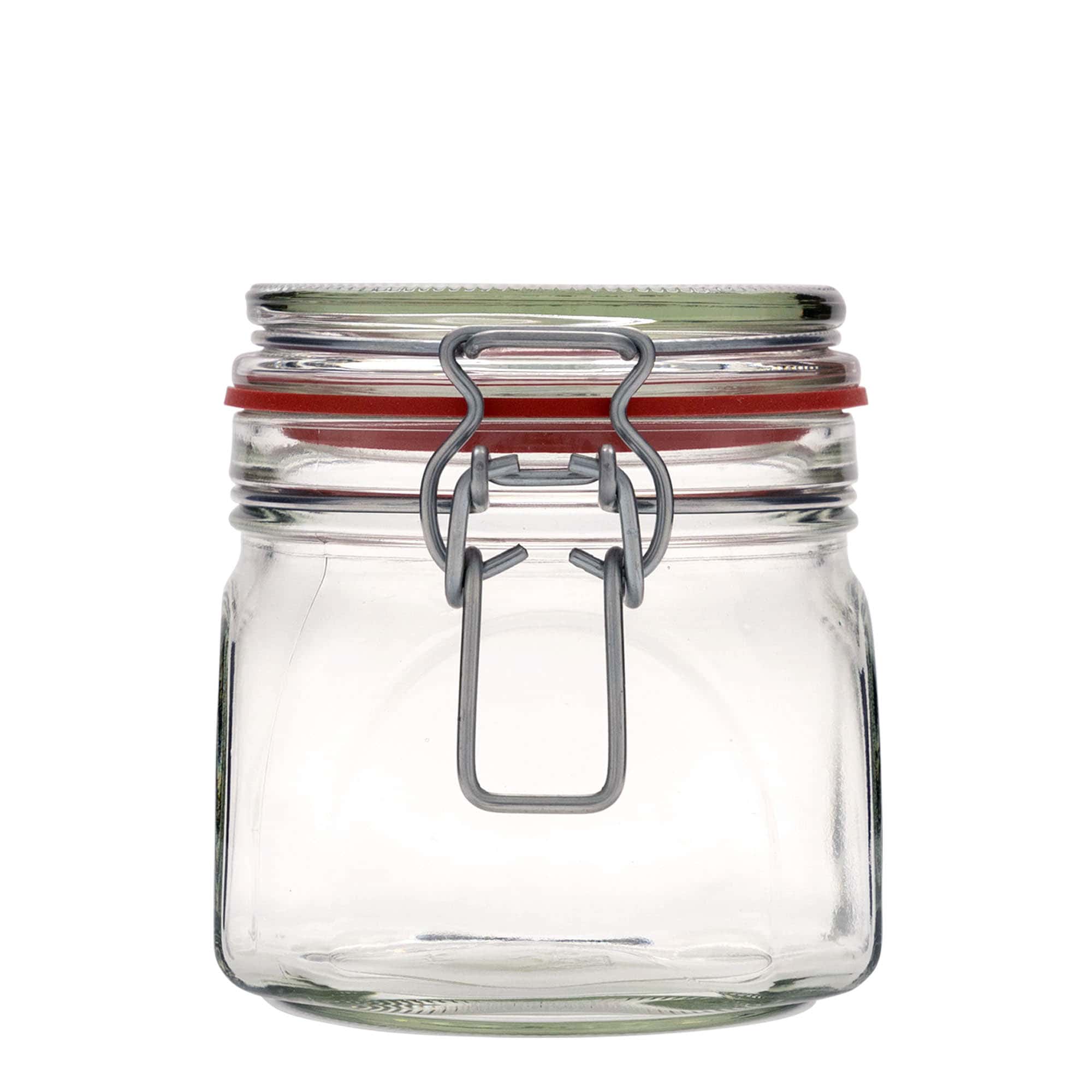 630 ml wire bail jar, square, opening: wire bail closure