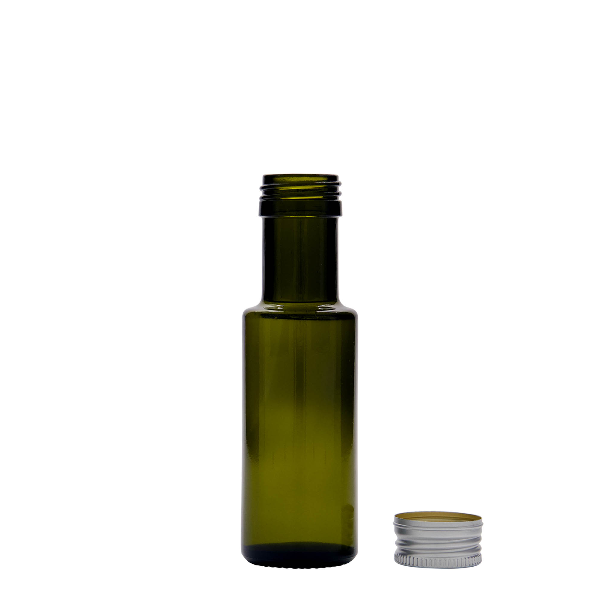 100 ml glass bottle 'Dorica', antique green, opening: PP 31.5 100 ml glass bottle 'Dorica', antique green, opening: PP 31.5