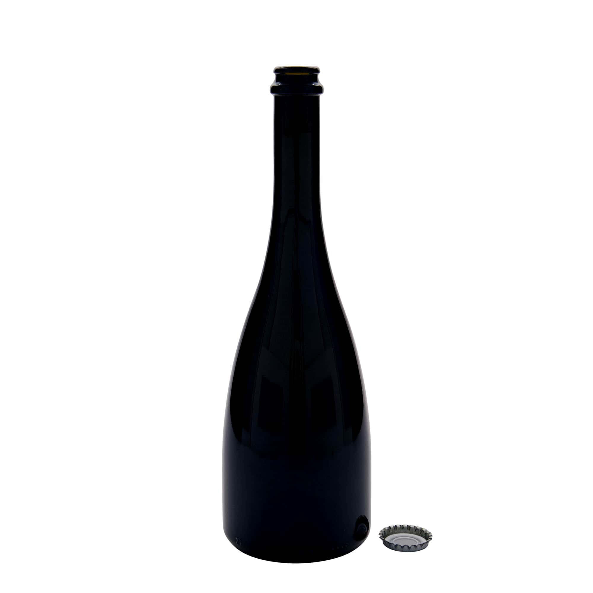 750 ml beer/champagne bottle ‘Tosca’, glass, antique green, mouth: crown cap