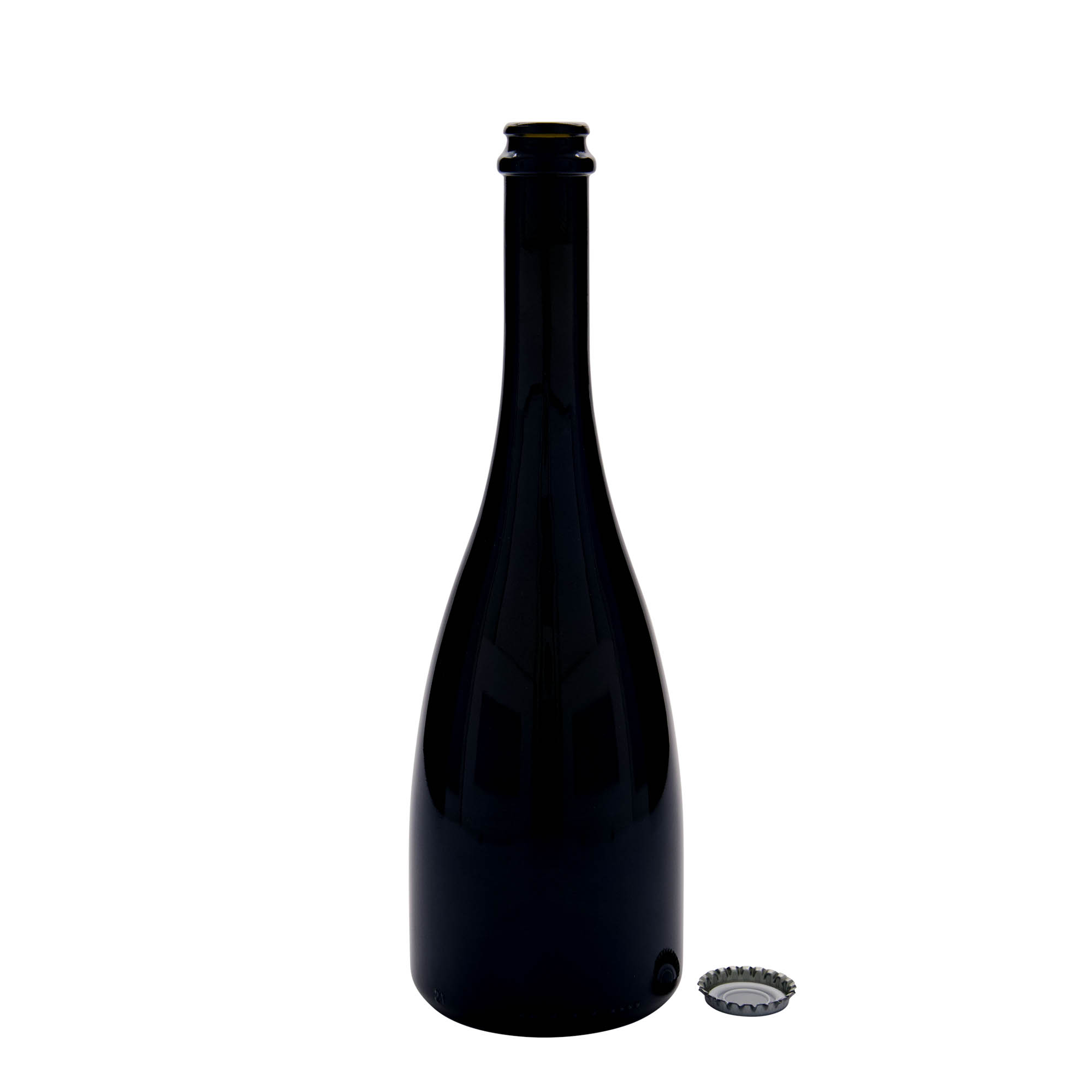 750 ml beer/champagne bottle ‘Tosca’, glass, antique green, mouth: crown cap