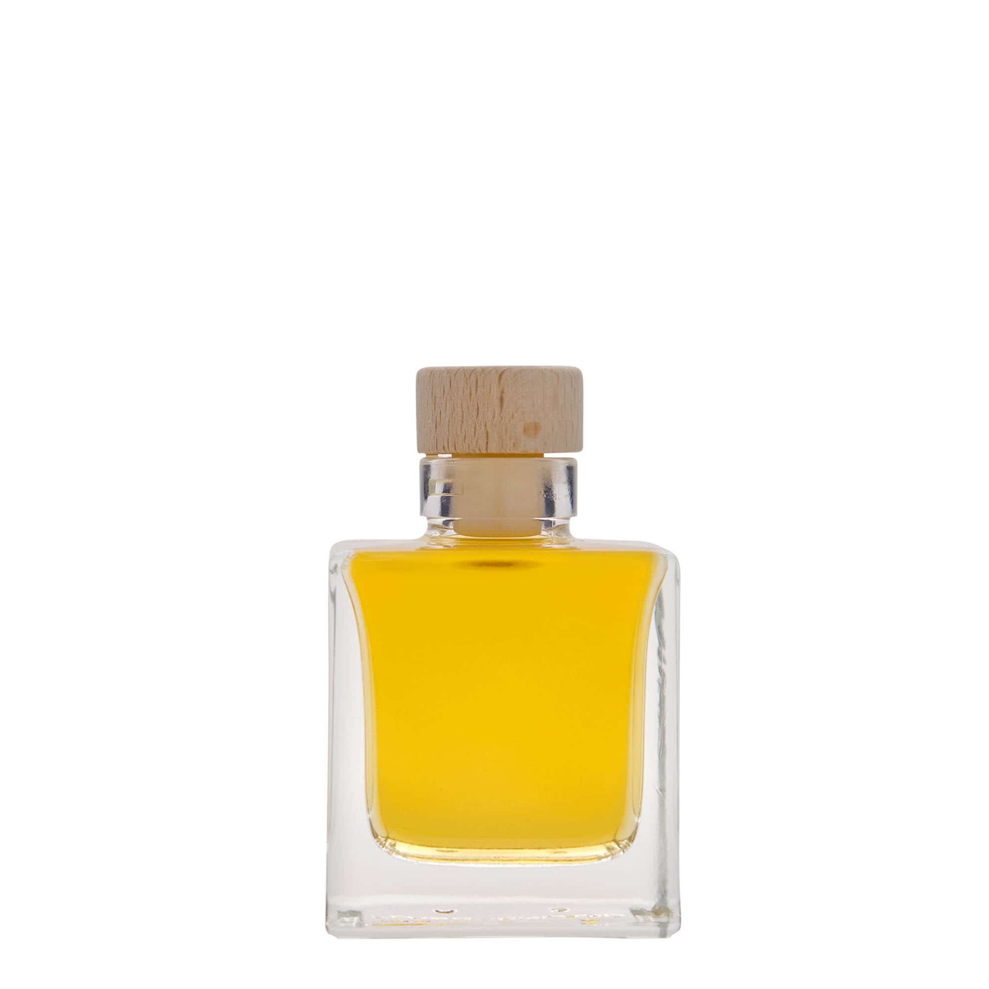 100 ml glass bottle 'Cube', square, opening: cork