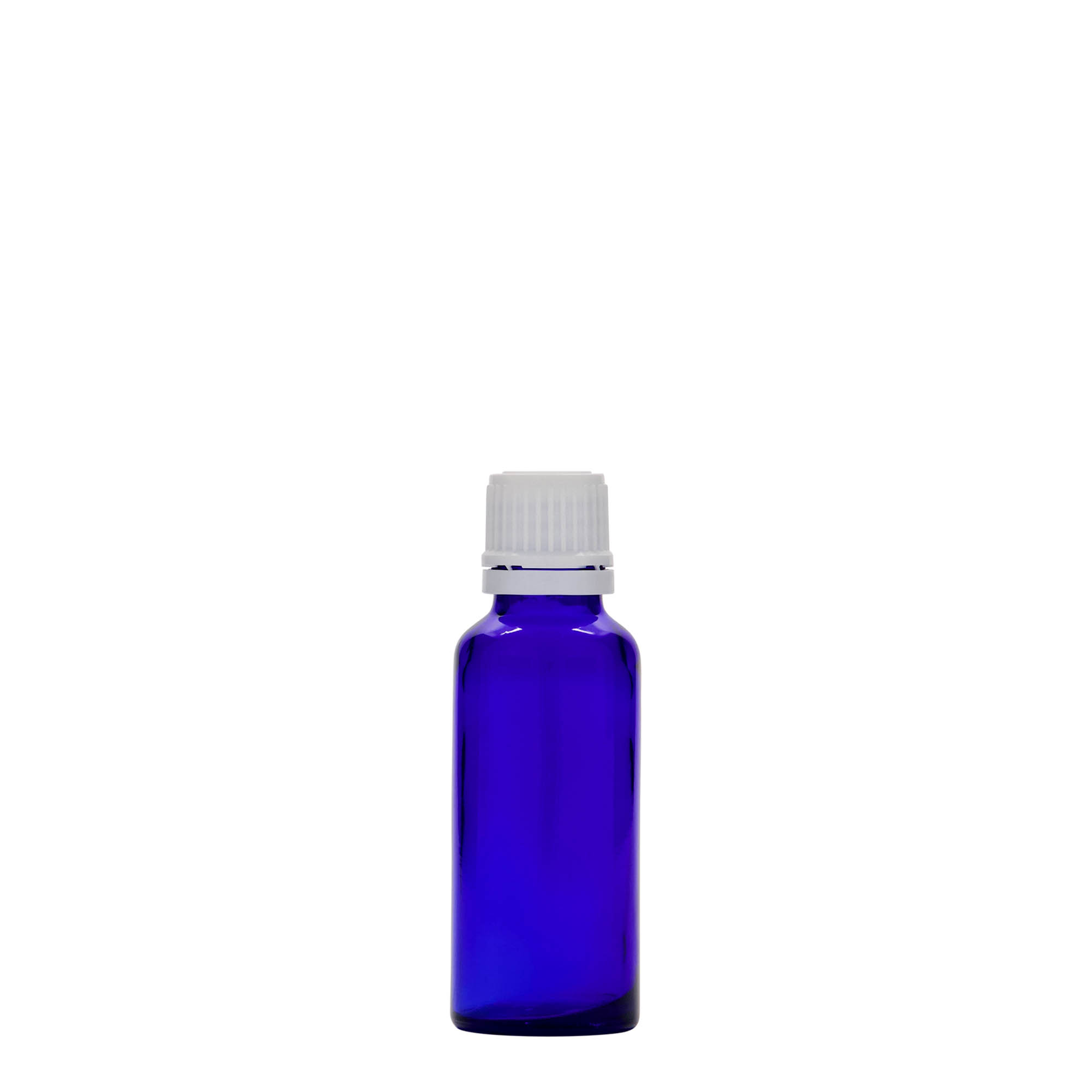 30 ml medicine bottle, glass, royal blue, opening: DIN 18
