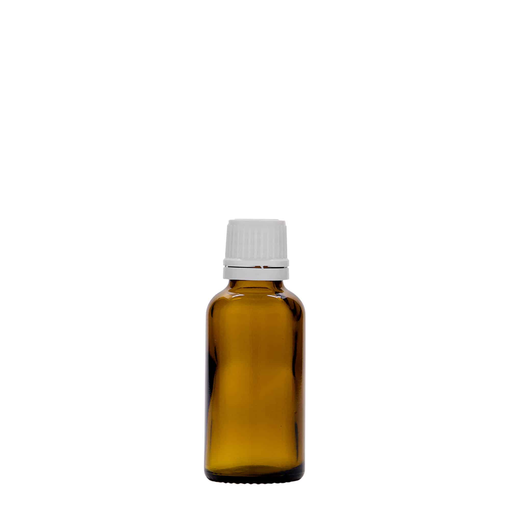 30 ml medical bottle, glass, brown, opening: DIN 18