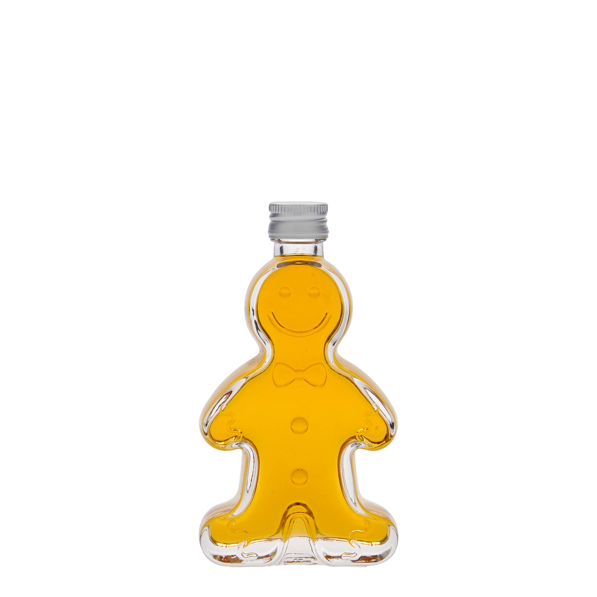 50 ml glass bottle 'Gingerbread Man', opening: PP 18 50 ml glass bottle 'Gingerbread Man', opening: PP 18
