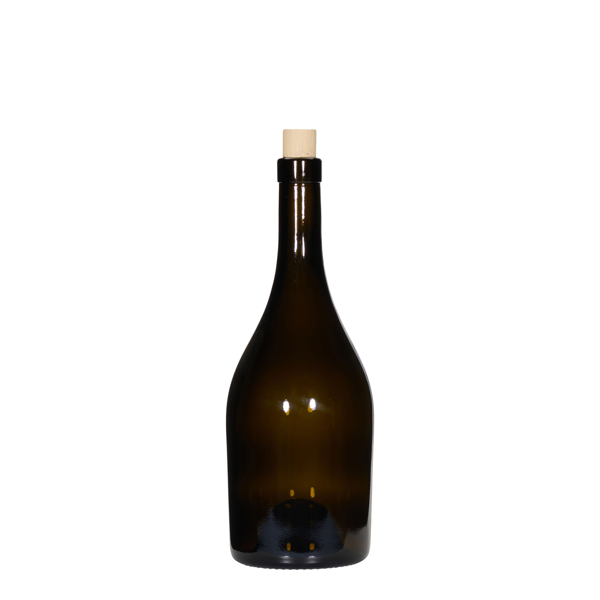 750 ml wine bottle 'Exclusive', antique green, mouth: cork