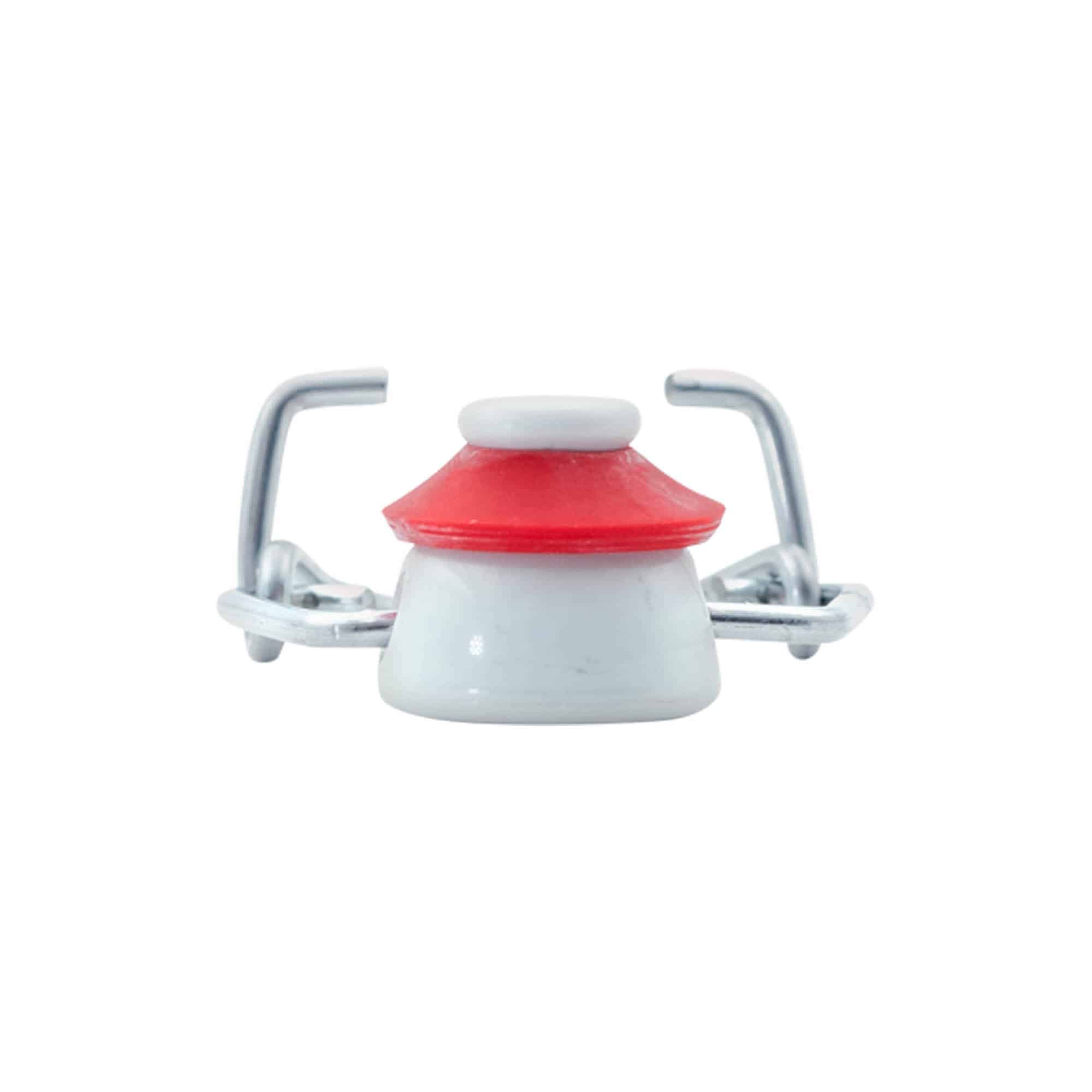 Standard clamp closure, plastic, red-white Standard clamp closure, plastic, red-white