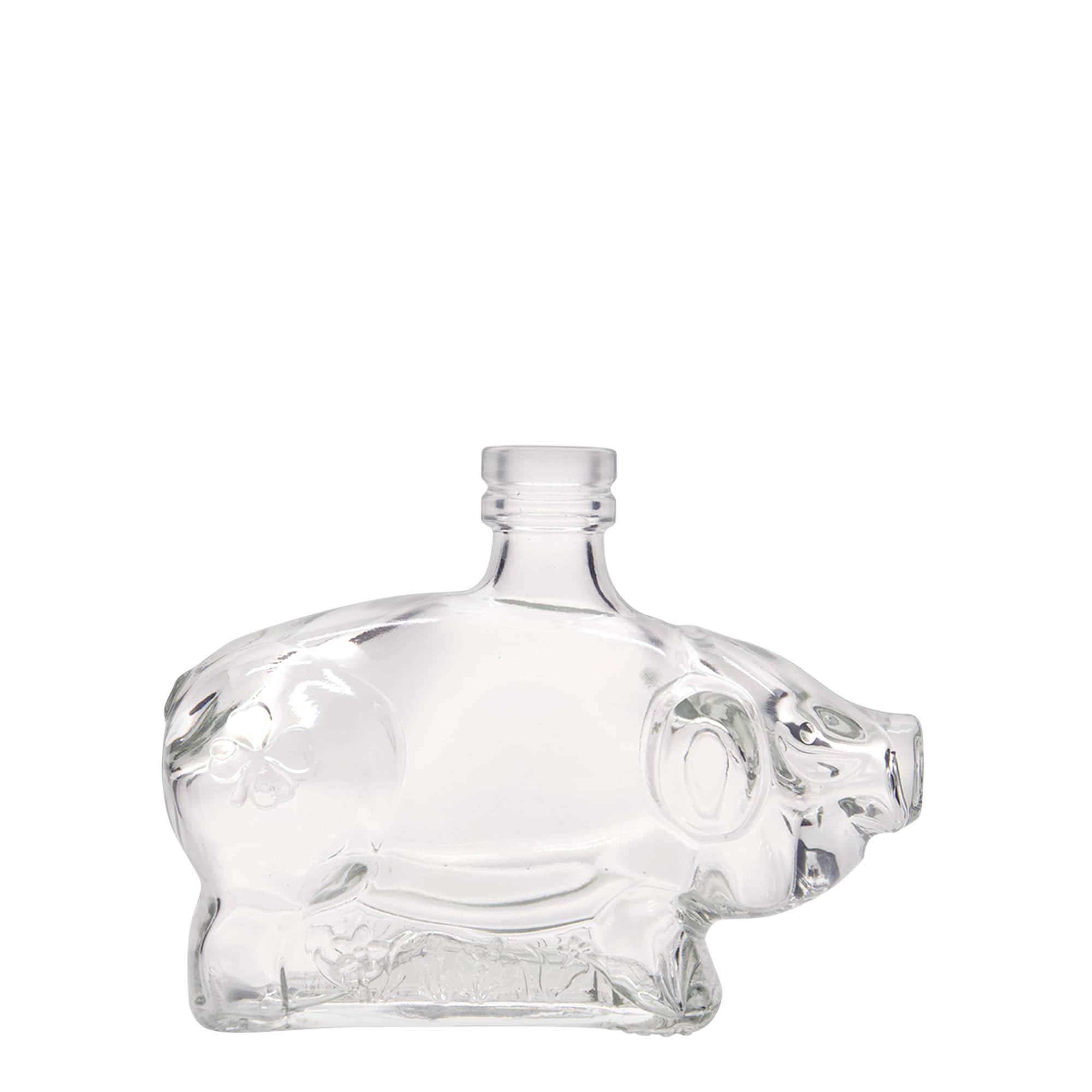 200 ml glass bottle 'Lucky Piglet', opening: cork