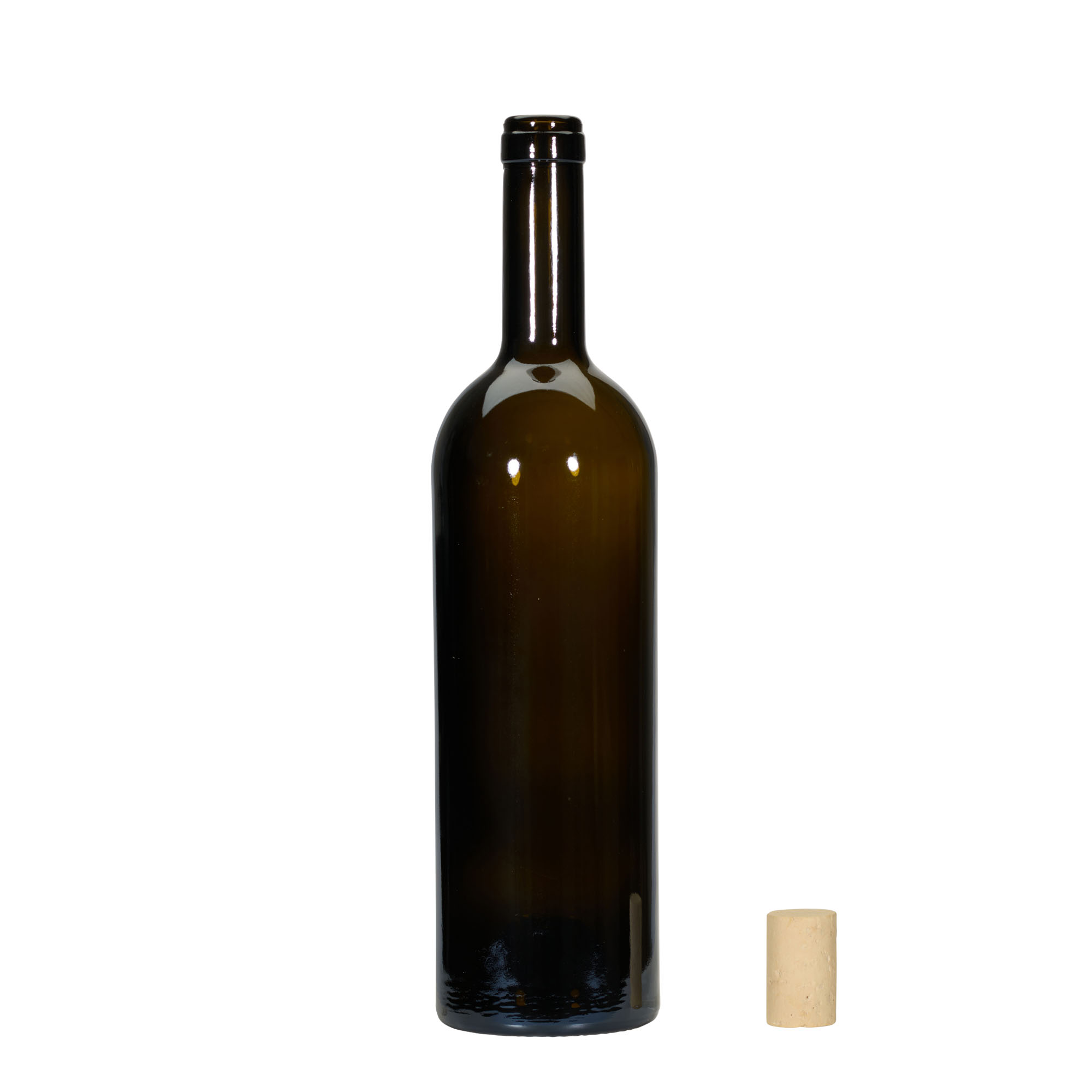 750 ml wine bottle ‘Golia’, antique green, neck: cork