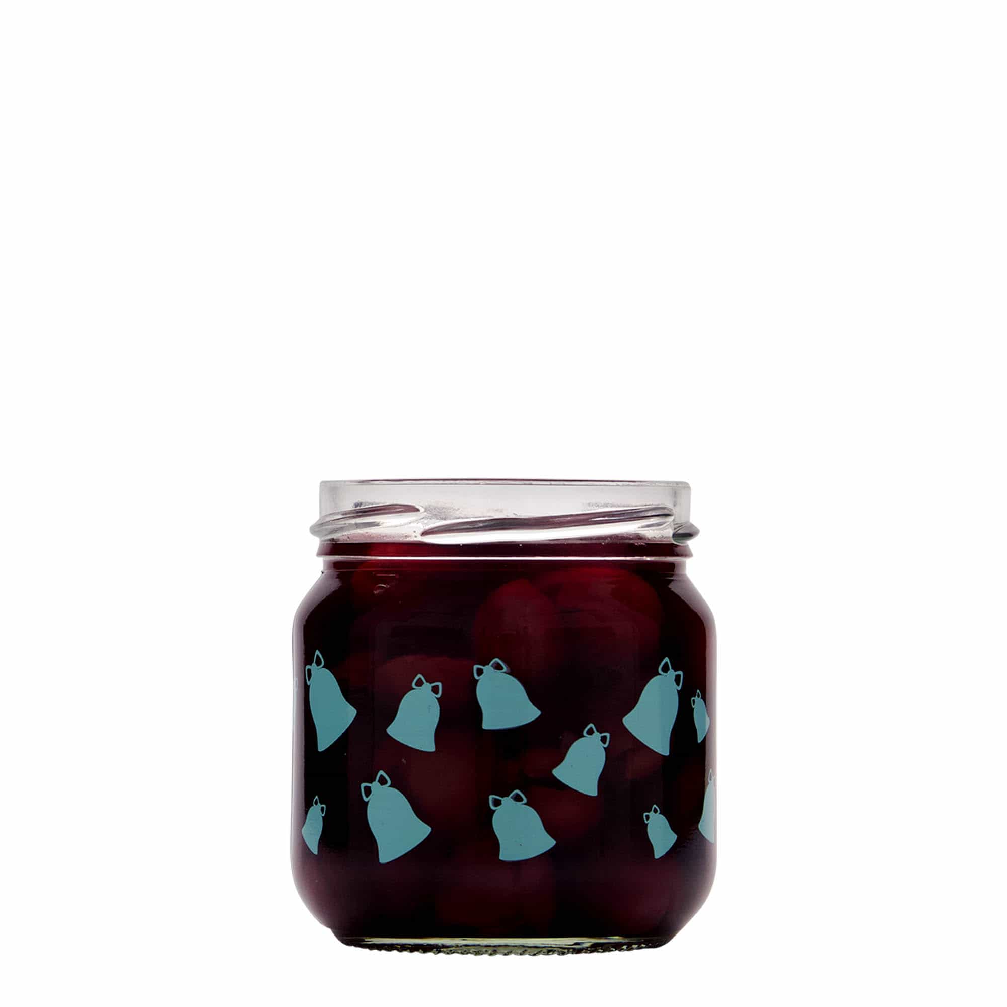 212 ml round glass, motif: jingle bells, opening: twist-off (TO 66)