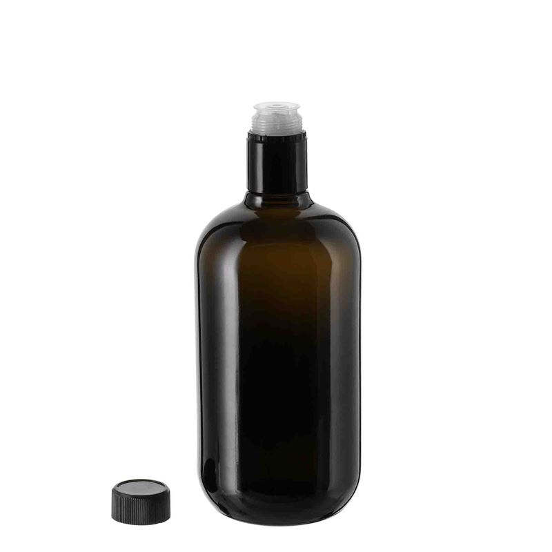 750 ml vinegar/oil bottle 'Biolio', glass, antique green, mouth: DOP
