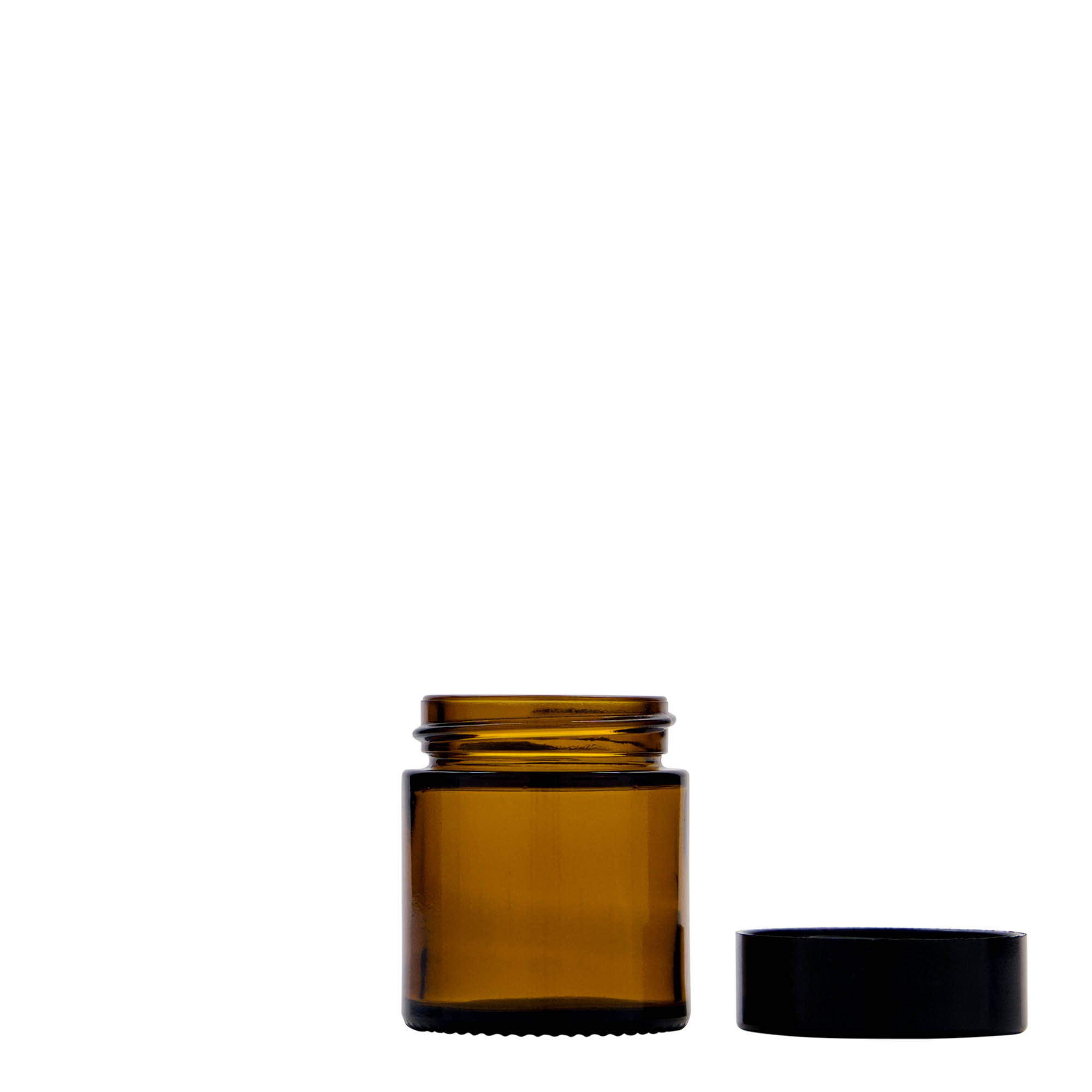30 ml jar ‘Brown Line’, glass, brown, opening: screw cap