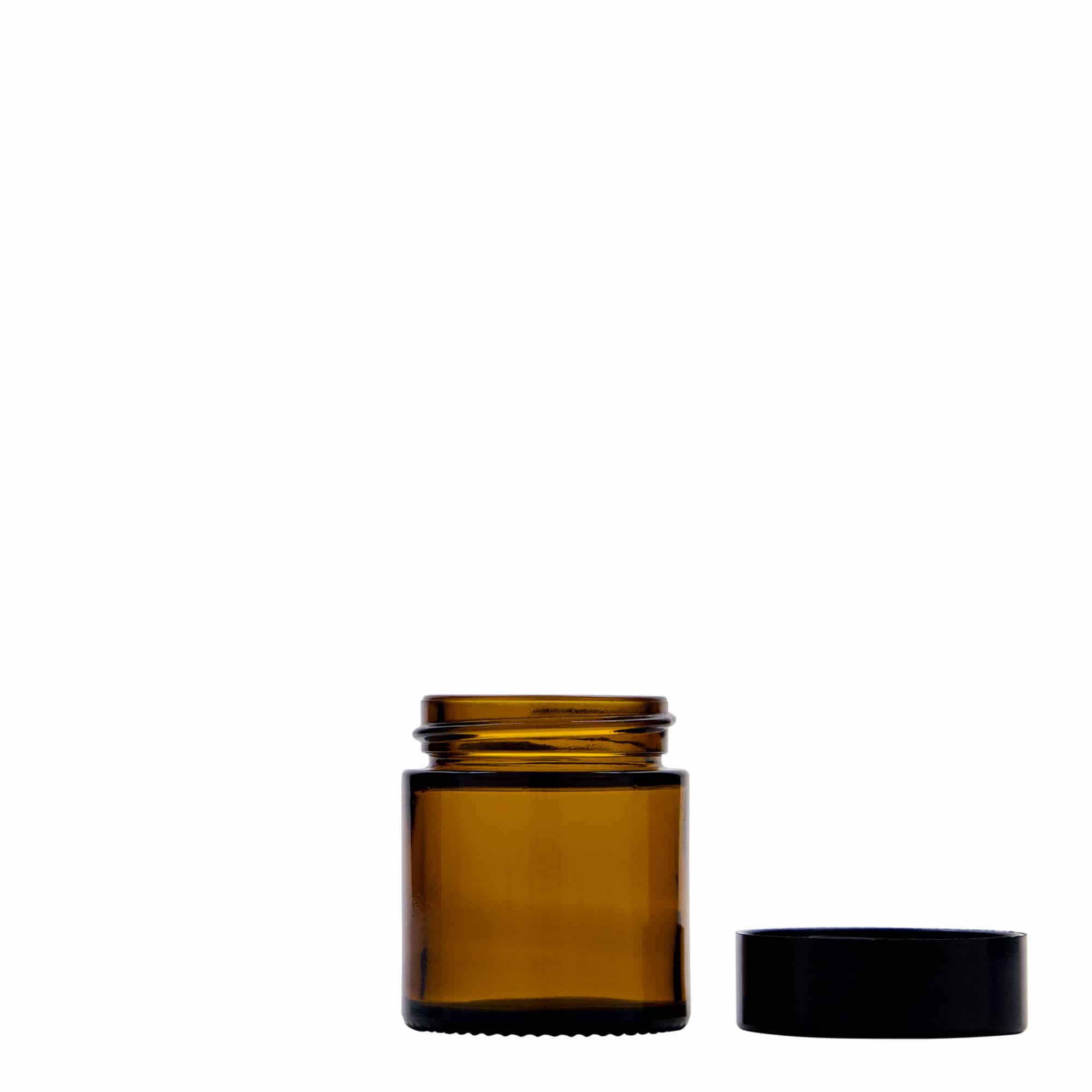 30 ml jar ‘Brown Line’, glass, brown, opening: screw cap