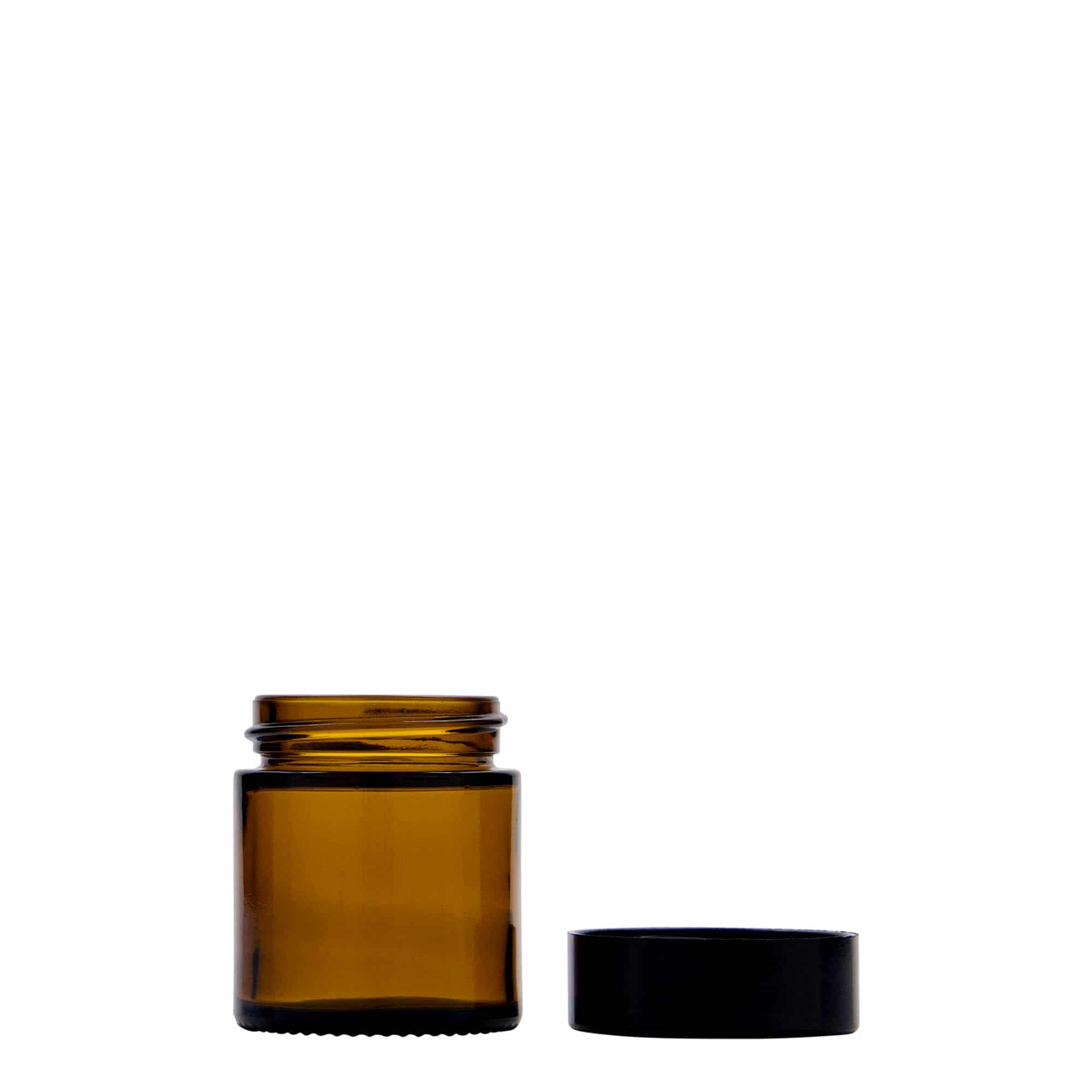 30 ml cosmetic jar 'Brown Line', glass, brown, closure: screw cap