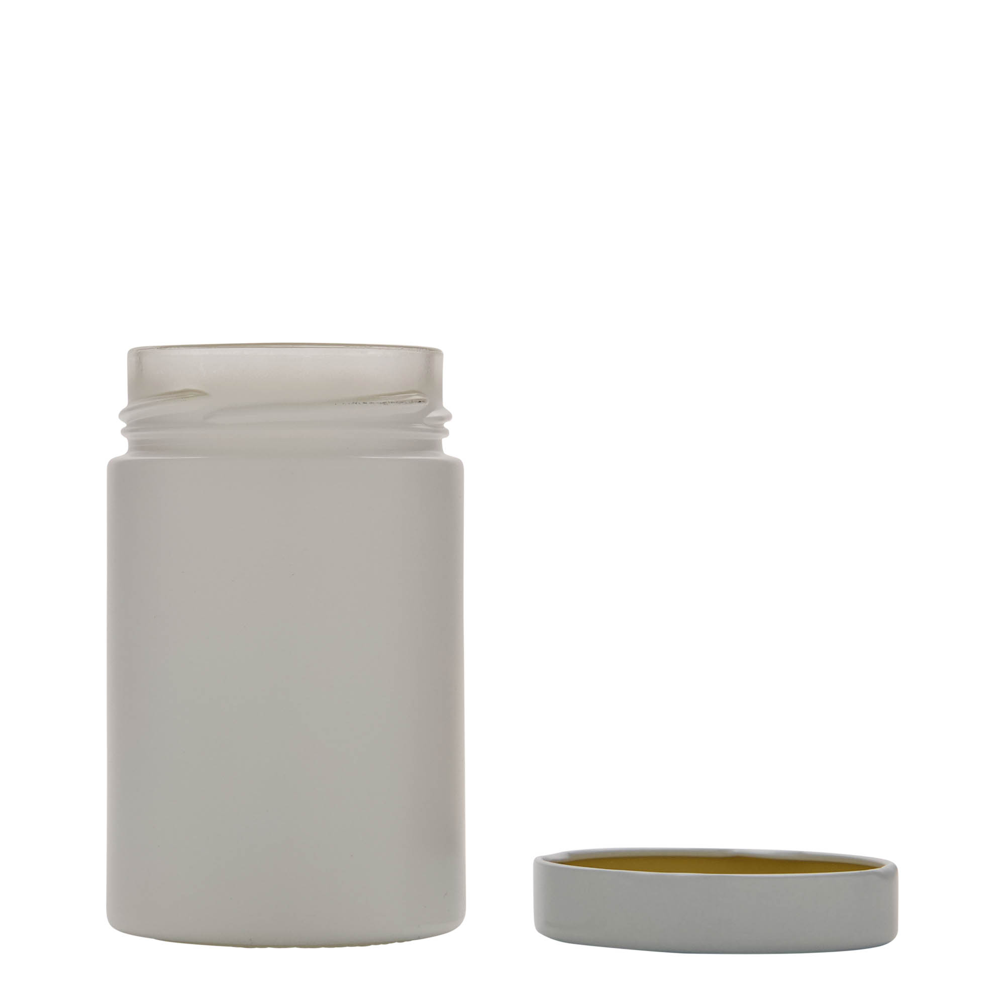 327 ml round glass 'Aurora', white, opening: Deep-Twist-Off (DTO 66) 327 ml round glass 'Aurora', white, opening: Deep-Twist-Off (DTO 66)