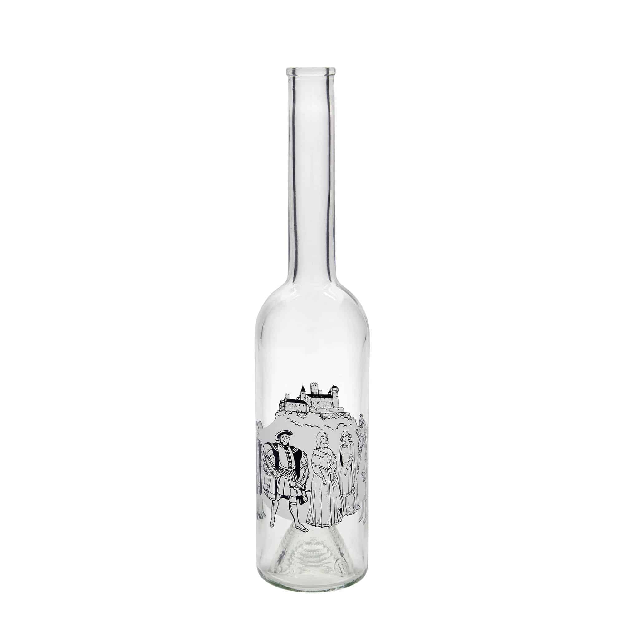 500 ml glass bottle 'Opera', print: Middle Ages, closure: cork