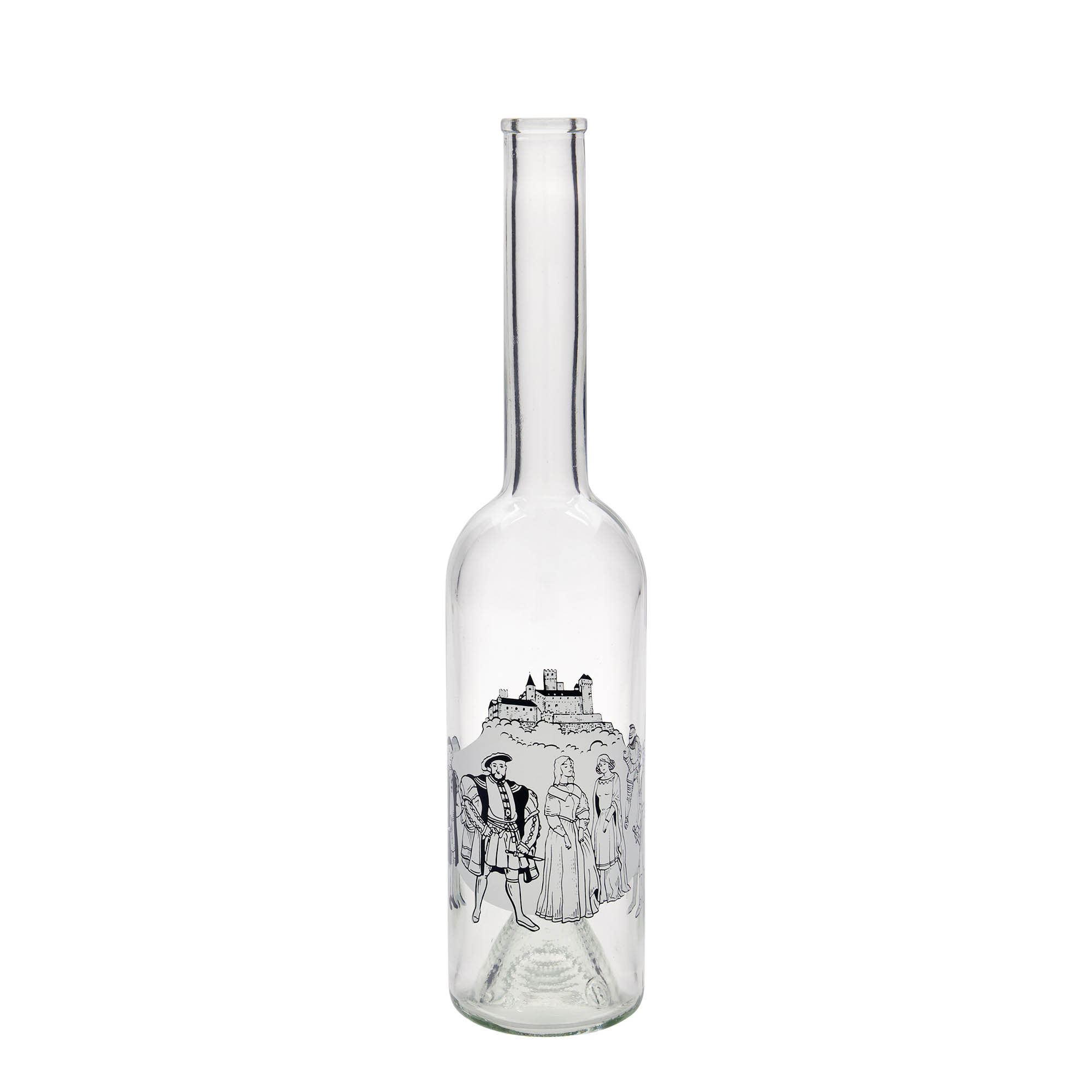 500 ml glass bottle 'Opera', design: medieval, opening: cork