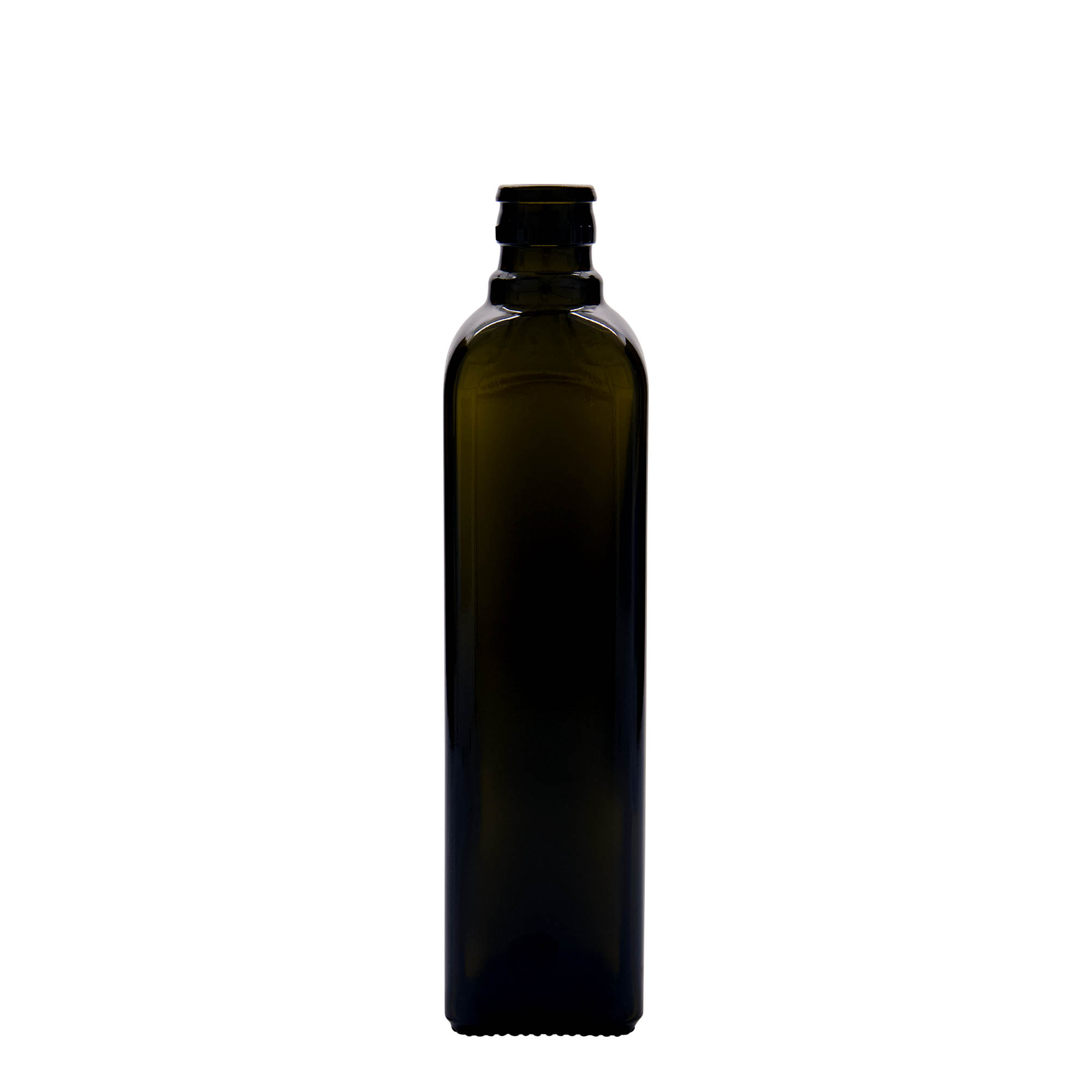 500 ml oil/vinegar bottle 'Quadra', glass, square, antique green, closure: DOP