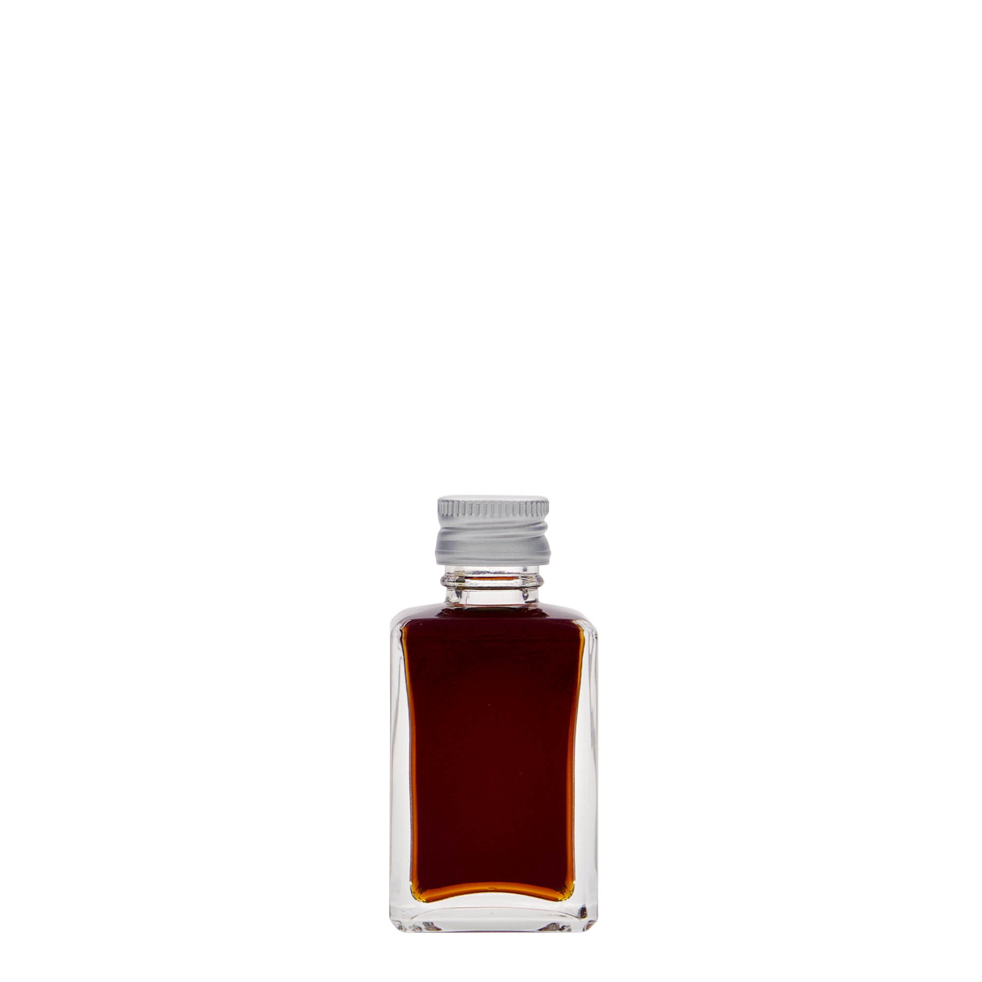 30 ml glass bottle 'Tamme', square, opening: PP 18 30 ml glass bottle 'Tamme', square, opening: PP 18