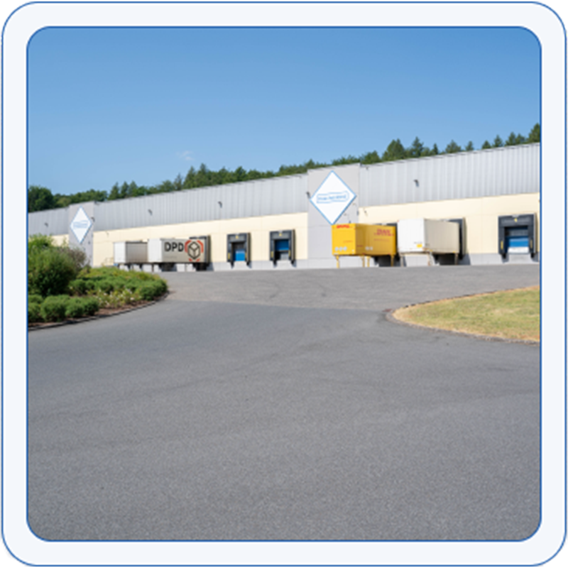 Ransbach logistics center Exterior view of the logistics center in Ransbach-Baumbach