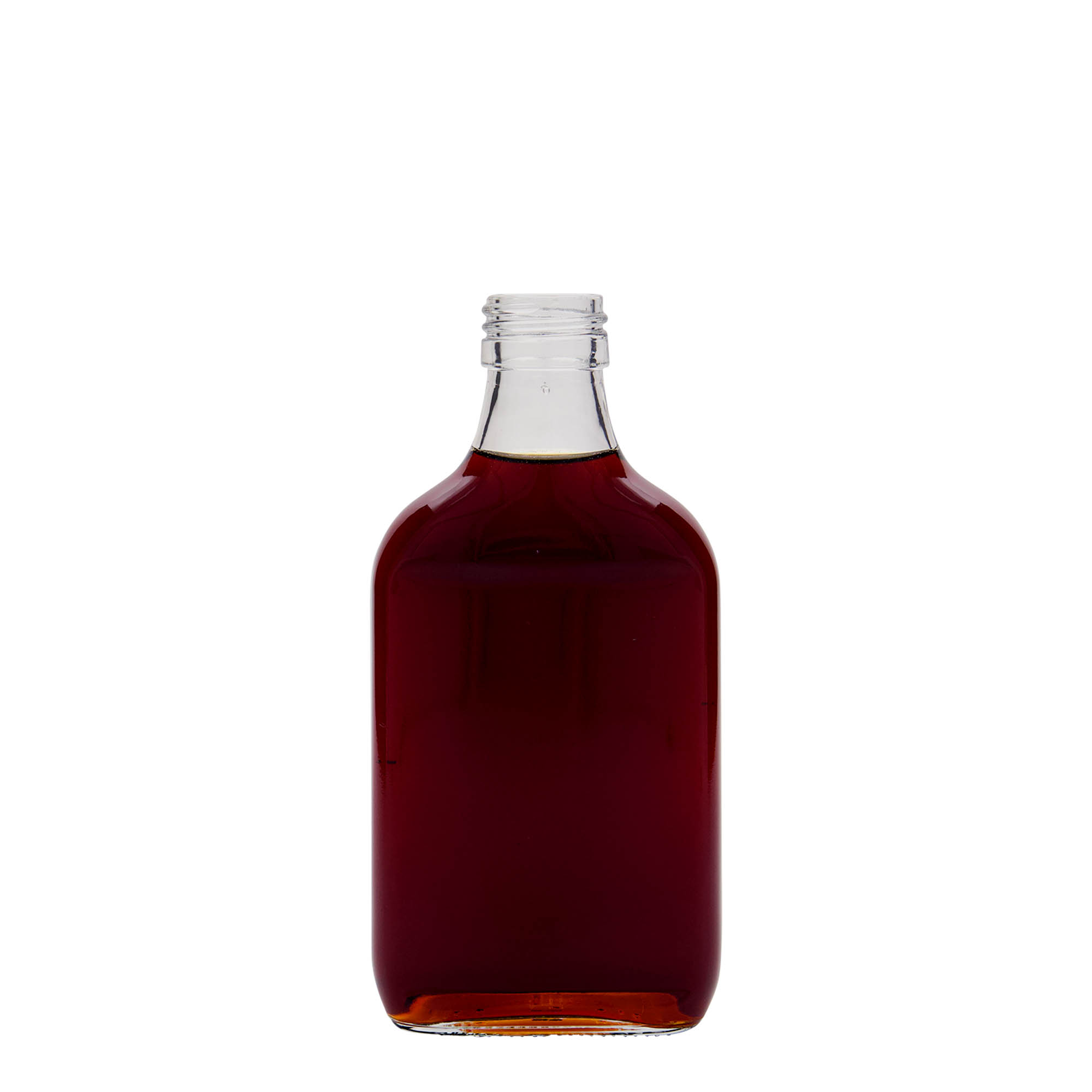 200 ml pocket bottle, rectangular, glass, opening: PP 28
