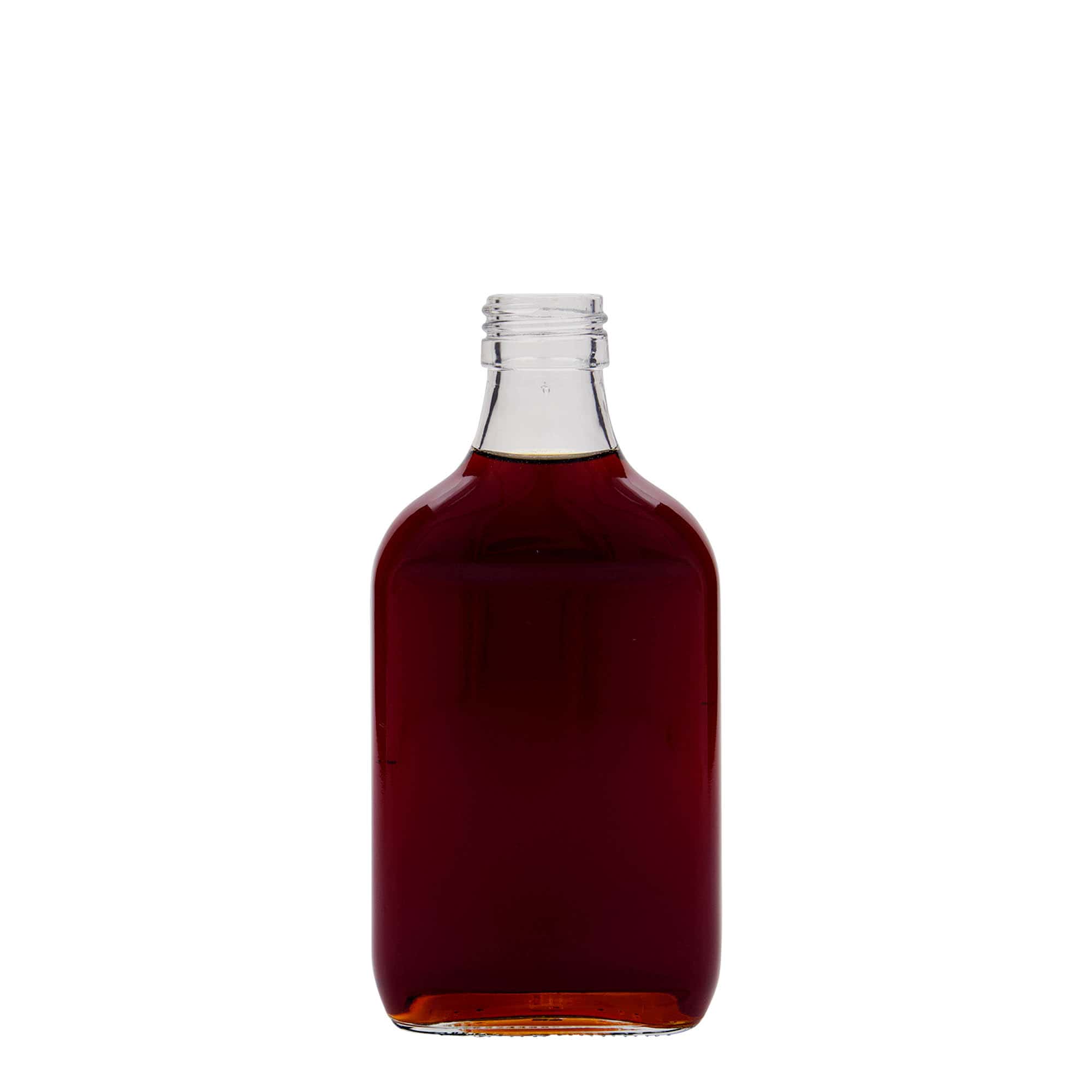 200 ml pocket bottle, rectangular, glass, opening: PP 28