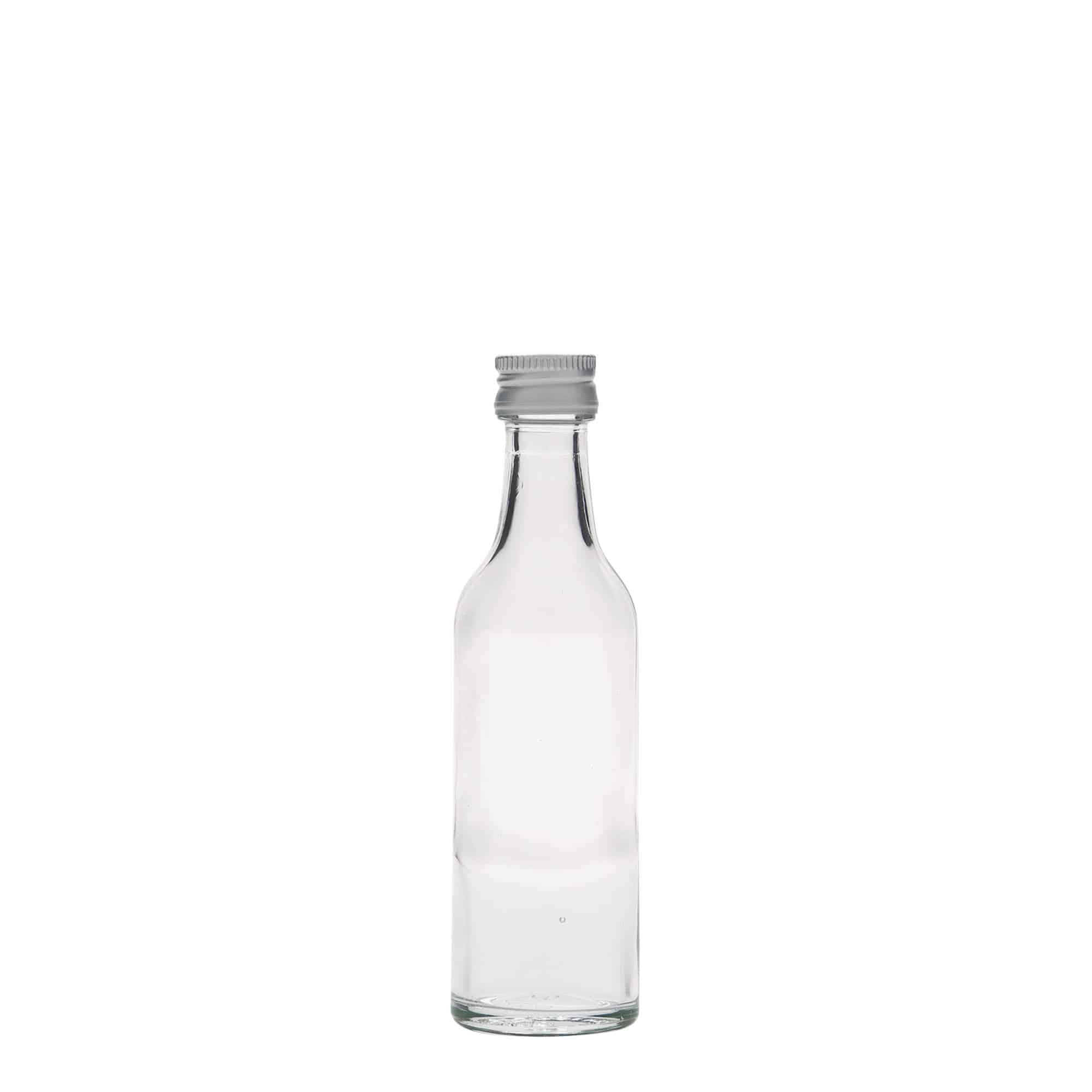 50 ml straight neck glass bottle, closure: PP 18